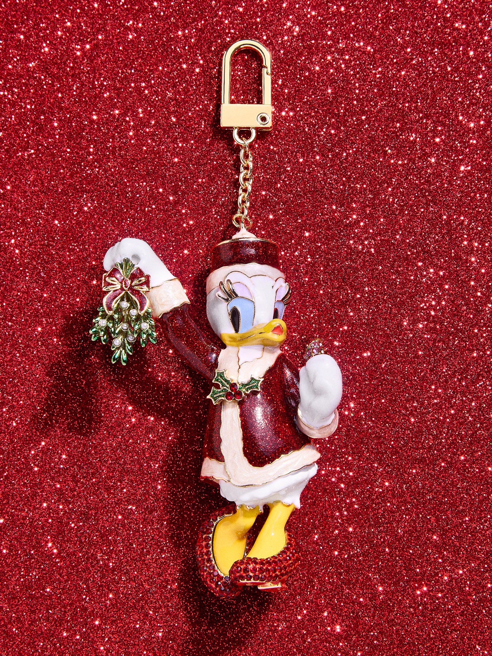 Disney Premium Daisy Duck Holiday Bag Charm - Festive Mistletoe Design