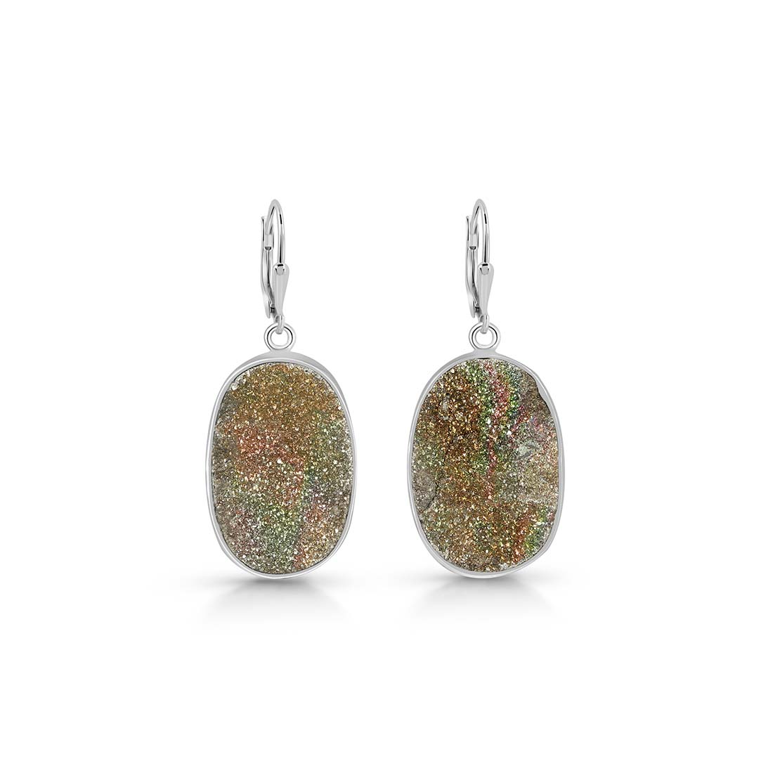 Premium Spectropyrite Druzy Earrings - Ultimate Style Statement (SPD-E-30)