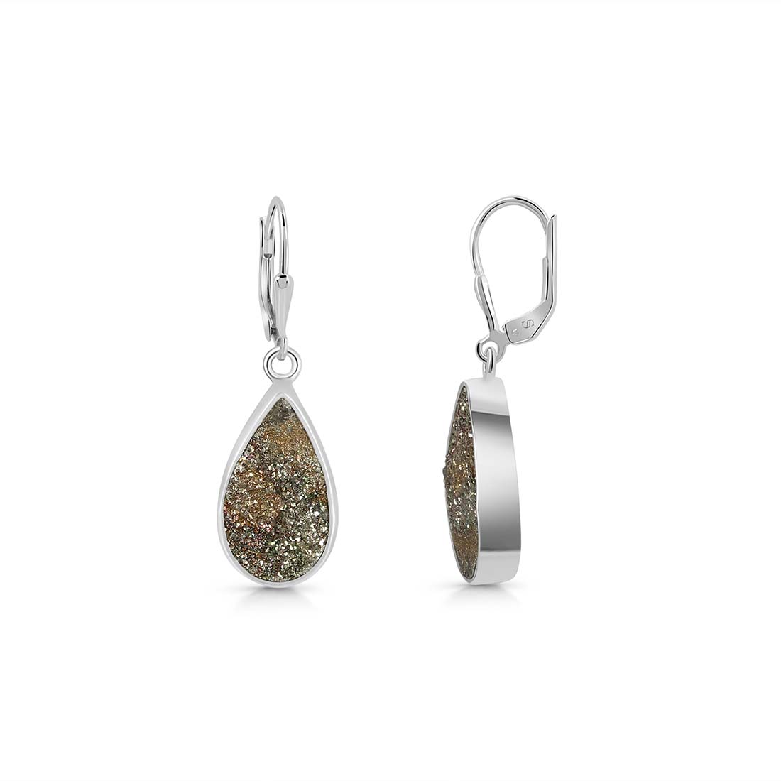 Premium Spectropyrite Druzy Earrings - Sagacia Jewelry