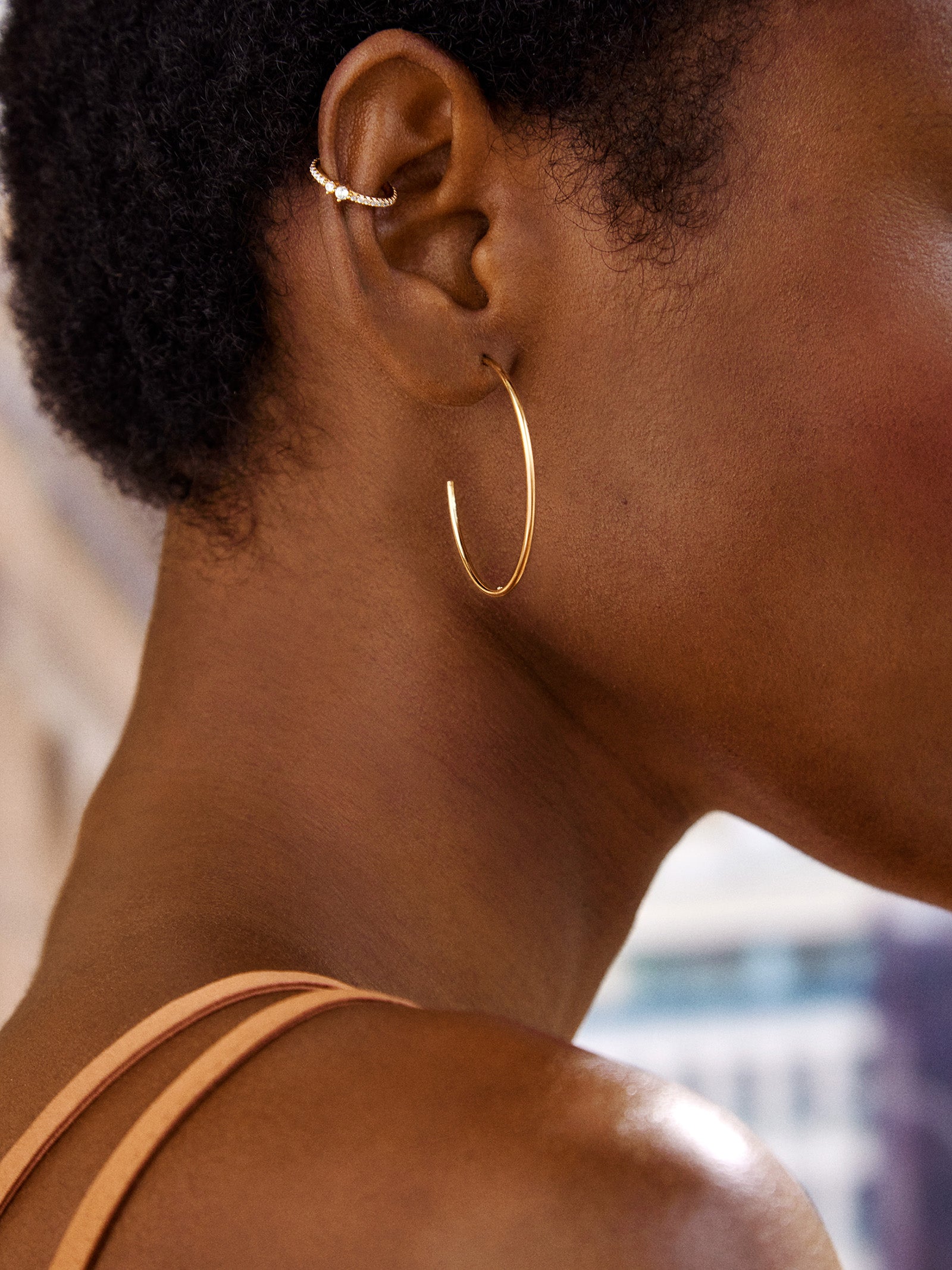 Premium Dalilah Hoop Earrings - 36MM, Ultimate Thin Gold Hoops