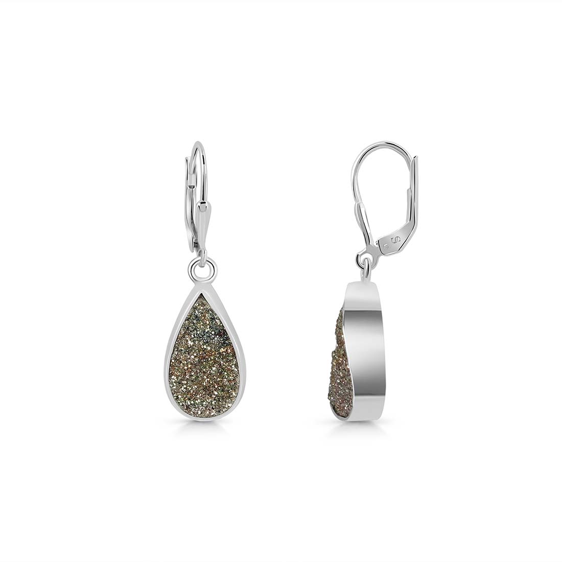 Premium Spectropyrite Druzy Earrings - Ultimate Elegance