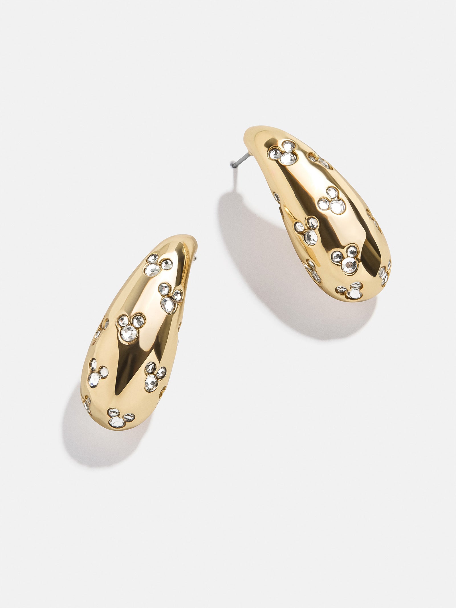 Premium Disney Mickey Mouse Teardrop Earrings - Gold & Crystal Pavé
