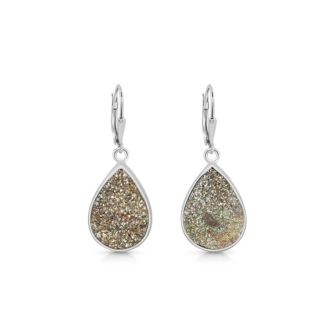 Premium Spectropyrite Druzy Statement Earrings by Sagacia