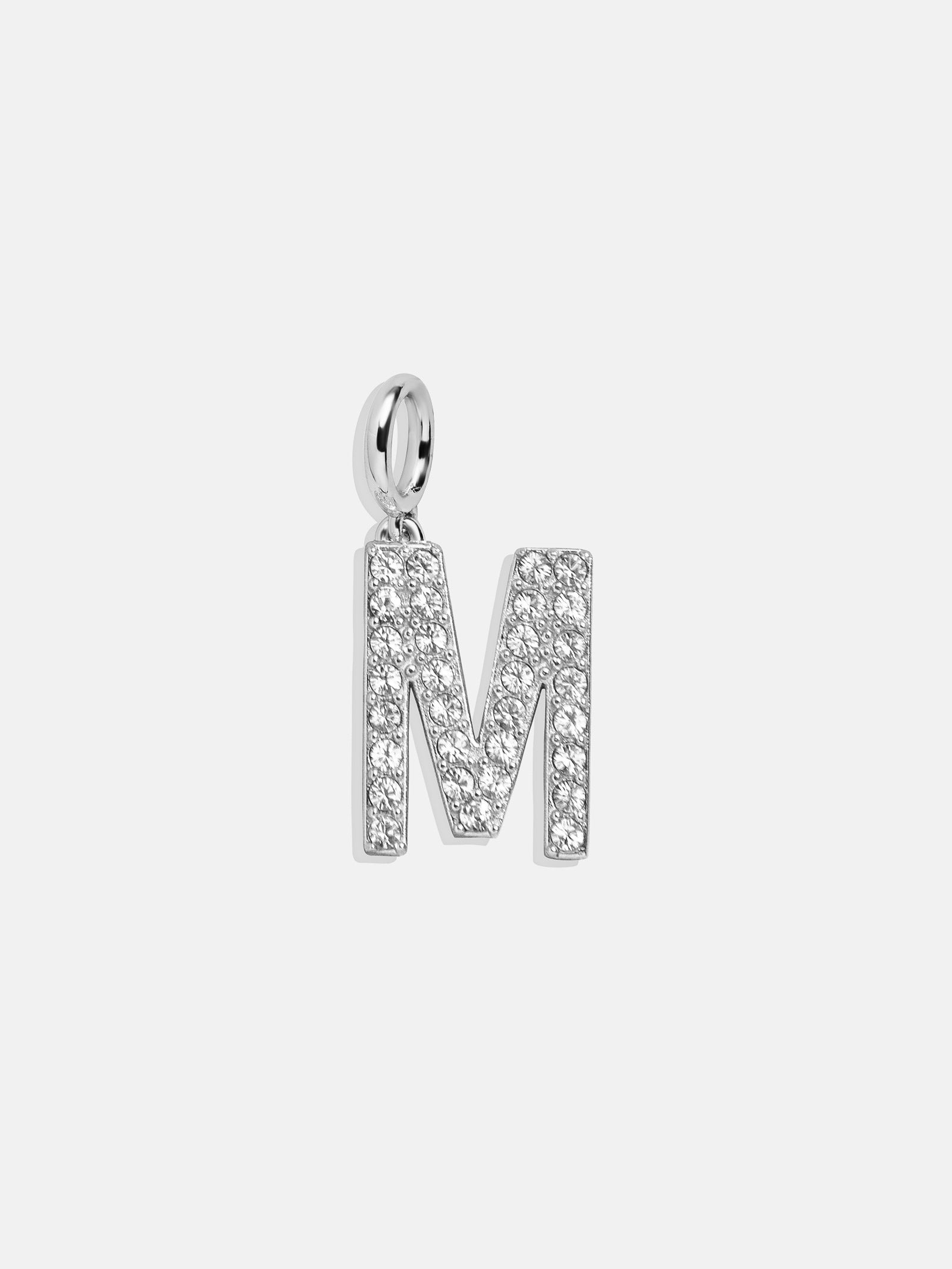 Premium Silver Pave Initial Cluster Charm - Modern Elegance