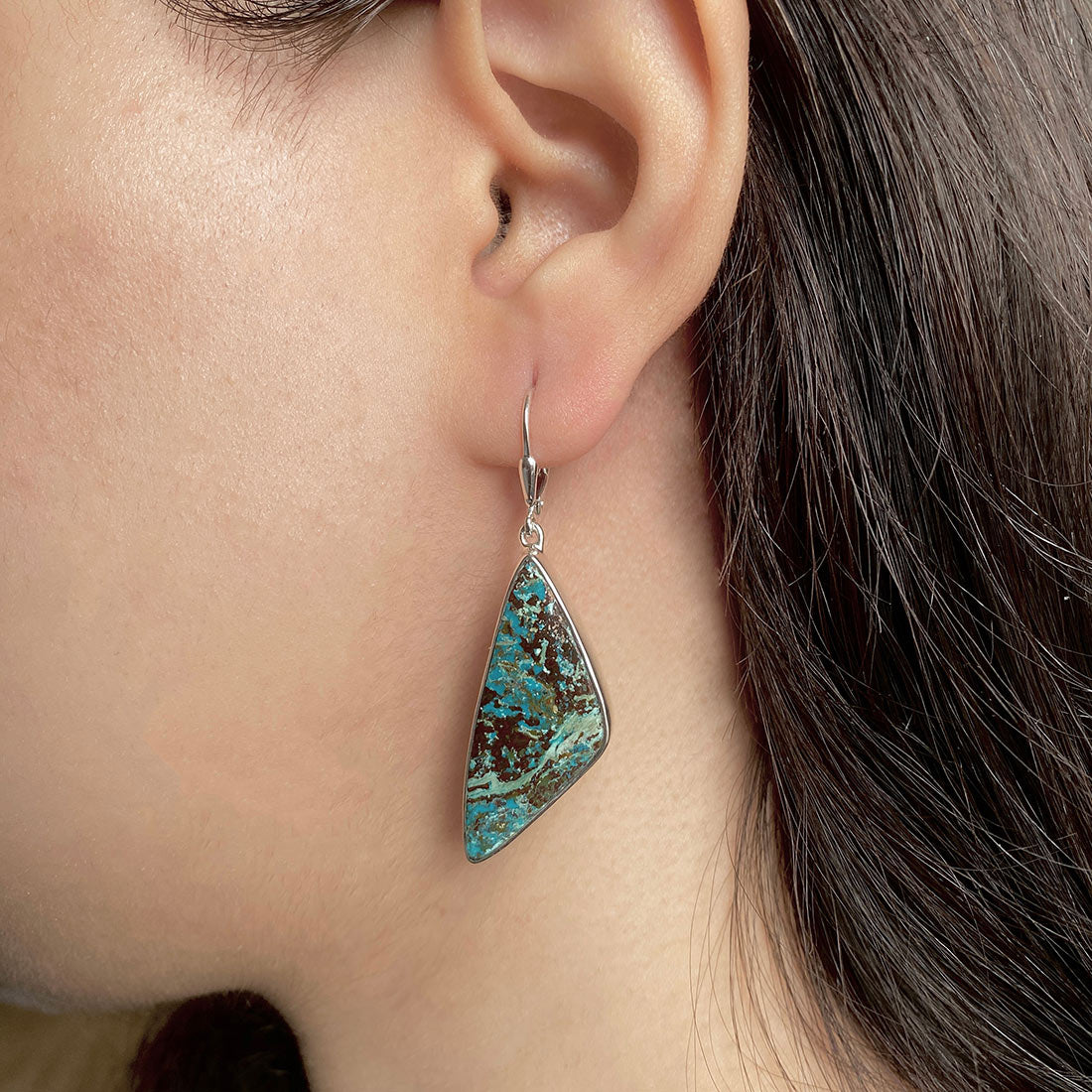 Premium Shattuckite Statement Earrings - STK-E-24