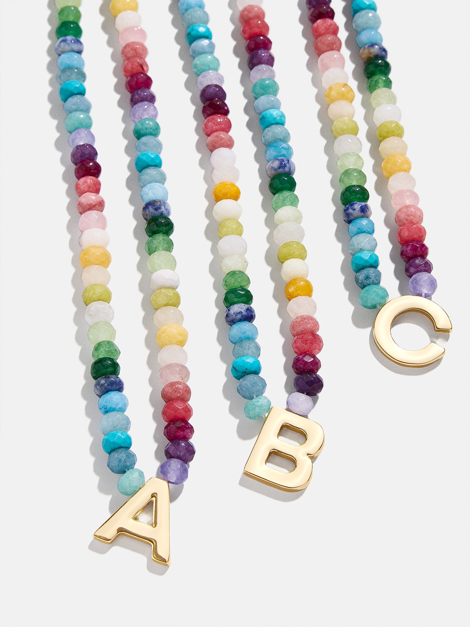 Premium Custom Initial Necklace with Semi-Precious Stones