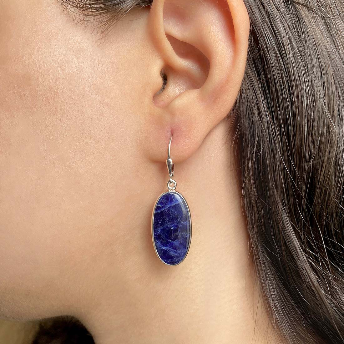 Premium Sodalite Statement Earrings - SDL-E-28 by Sagacia