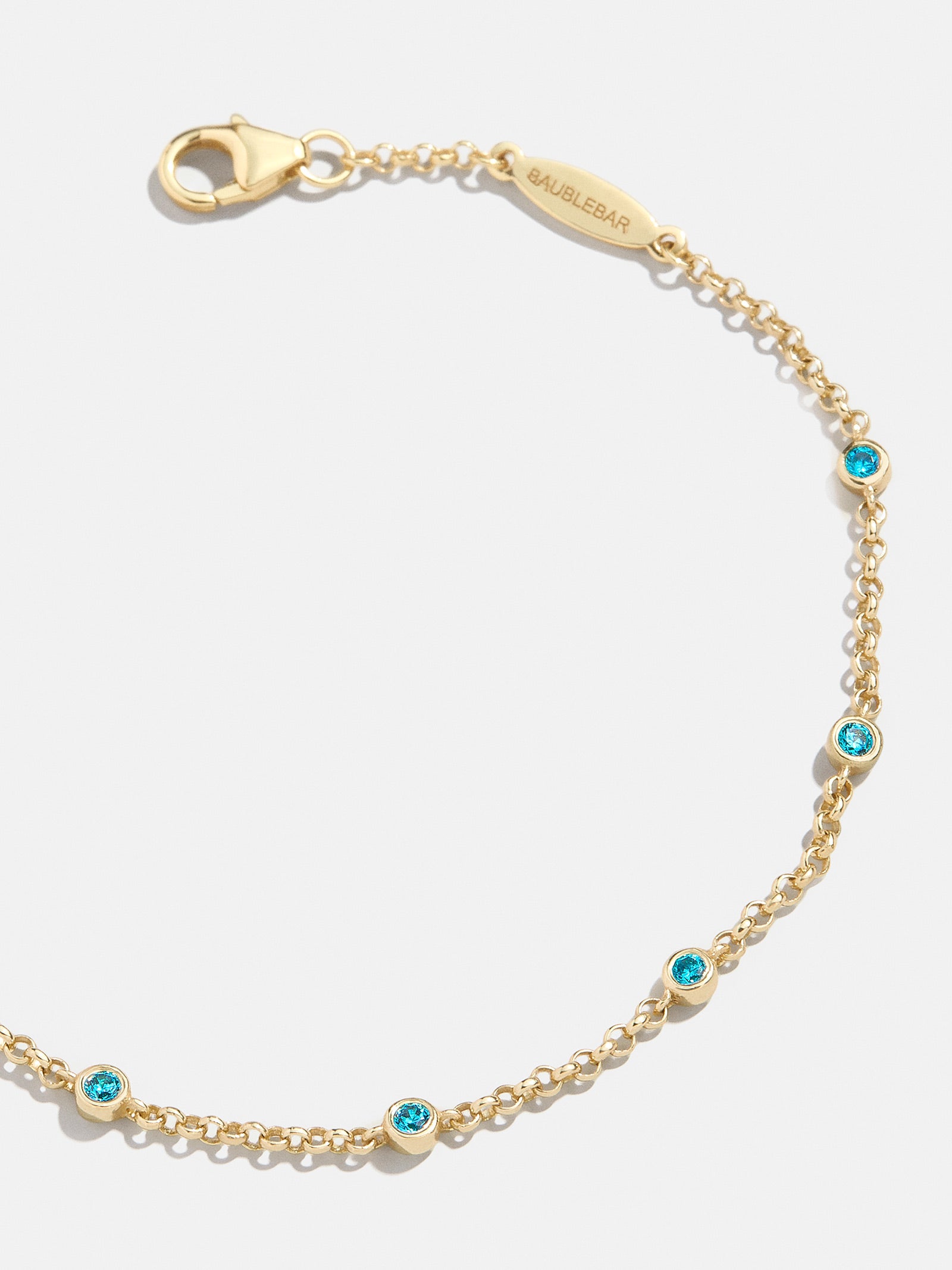 Premium Yasmine 18K Gold Birthstone Bracelet - Elegant Blue Zircon