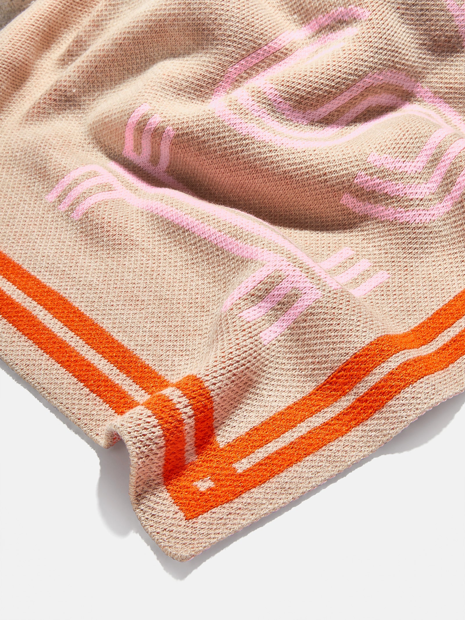 Premium Personalized Stripes Blanket - Tan & Pink | Custom Name Design