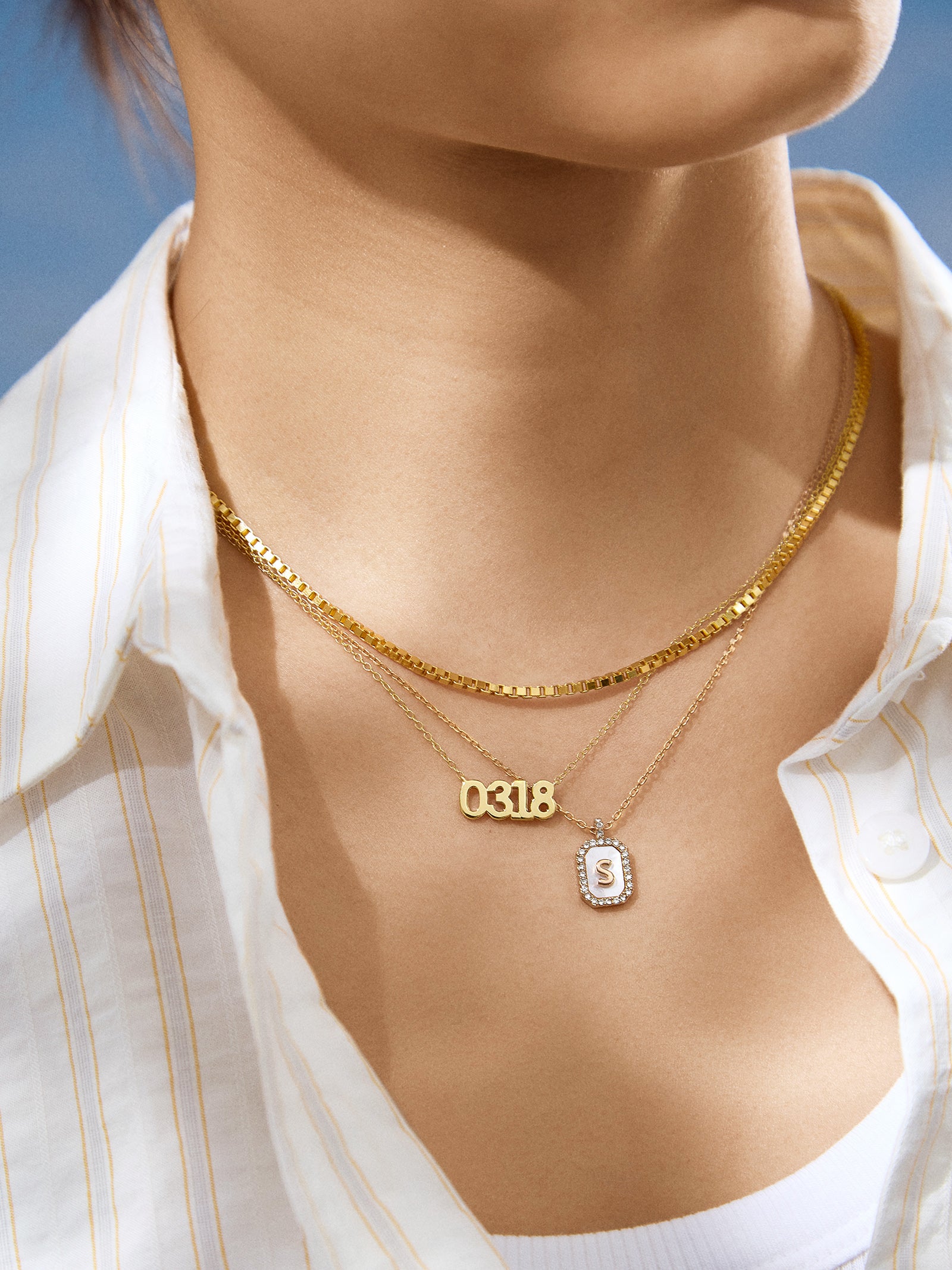 Premium 18K Gold Custom Number Necklace - Personalized Block Font Design