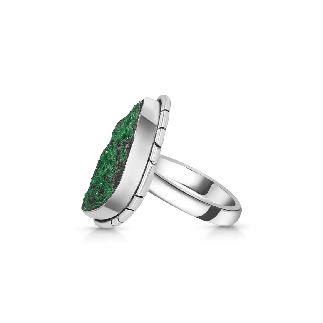 Premium Uvarovite Druzy Statement Ring - Elegant Green Gemstone Jewelry