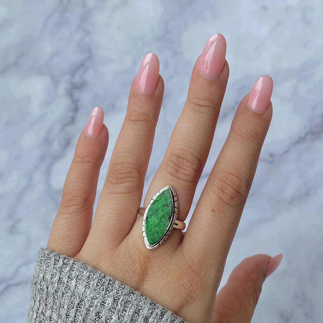 Premium Uvarovite Druzy Statement Ring - Elegant Green Gemstone Jewelry (UVR-R-39)