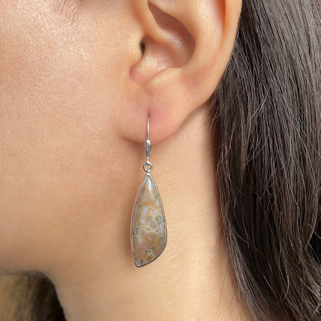 Premium Ocean Jasper Statement Earrings - (OCJ-E-21)