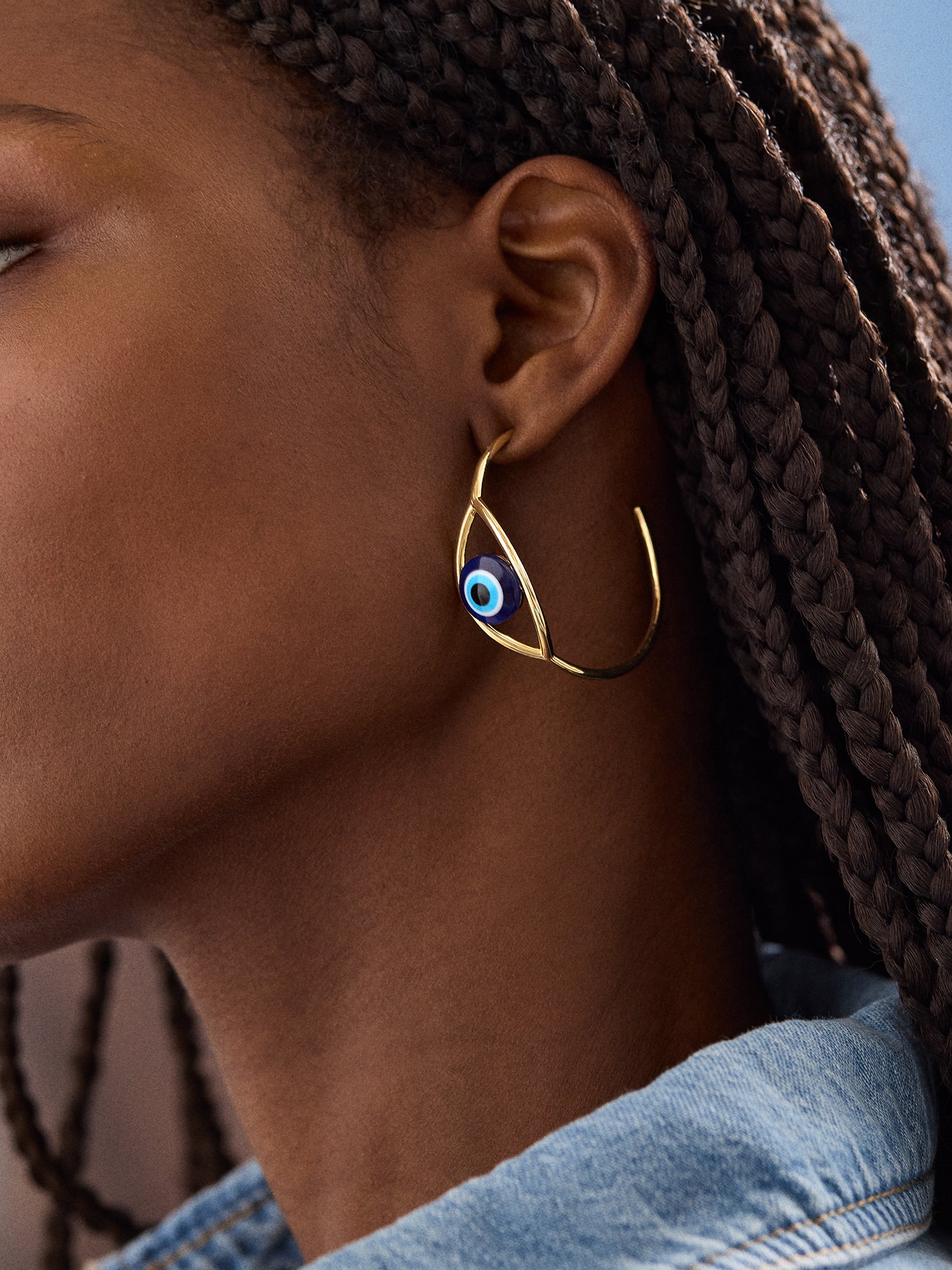 Premium Evil Eye Hoop Earrings - Gold | Ward Off Negativity