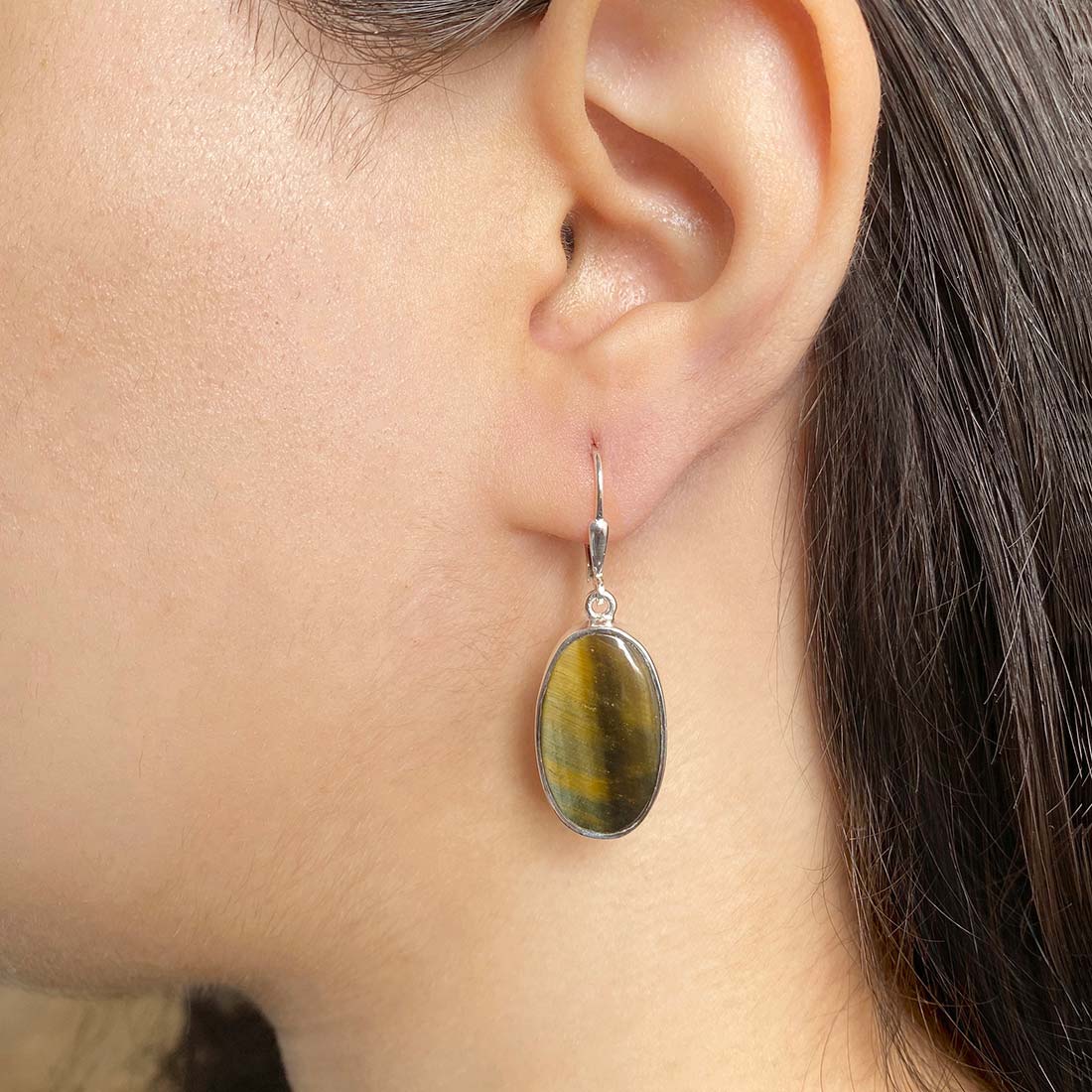 Premium Blue Tiger Eye Statement Earrings - Sagacia Jewelry