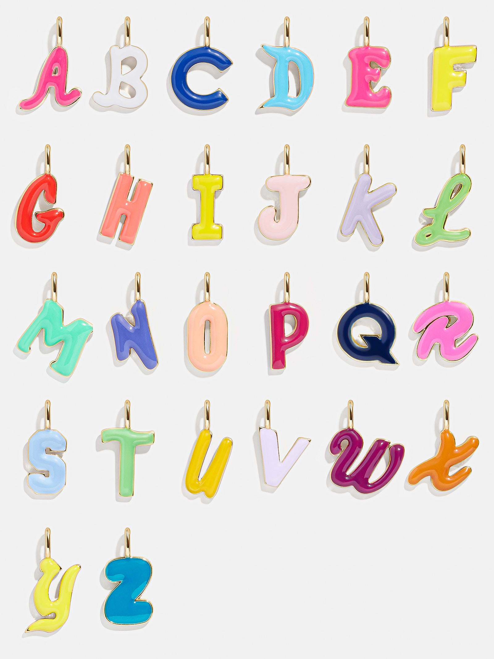 Premium Bright Alpha Charm Set - Multi-Color Initials