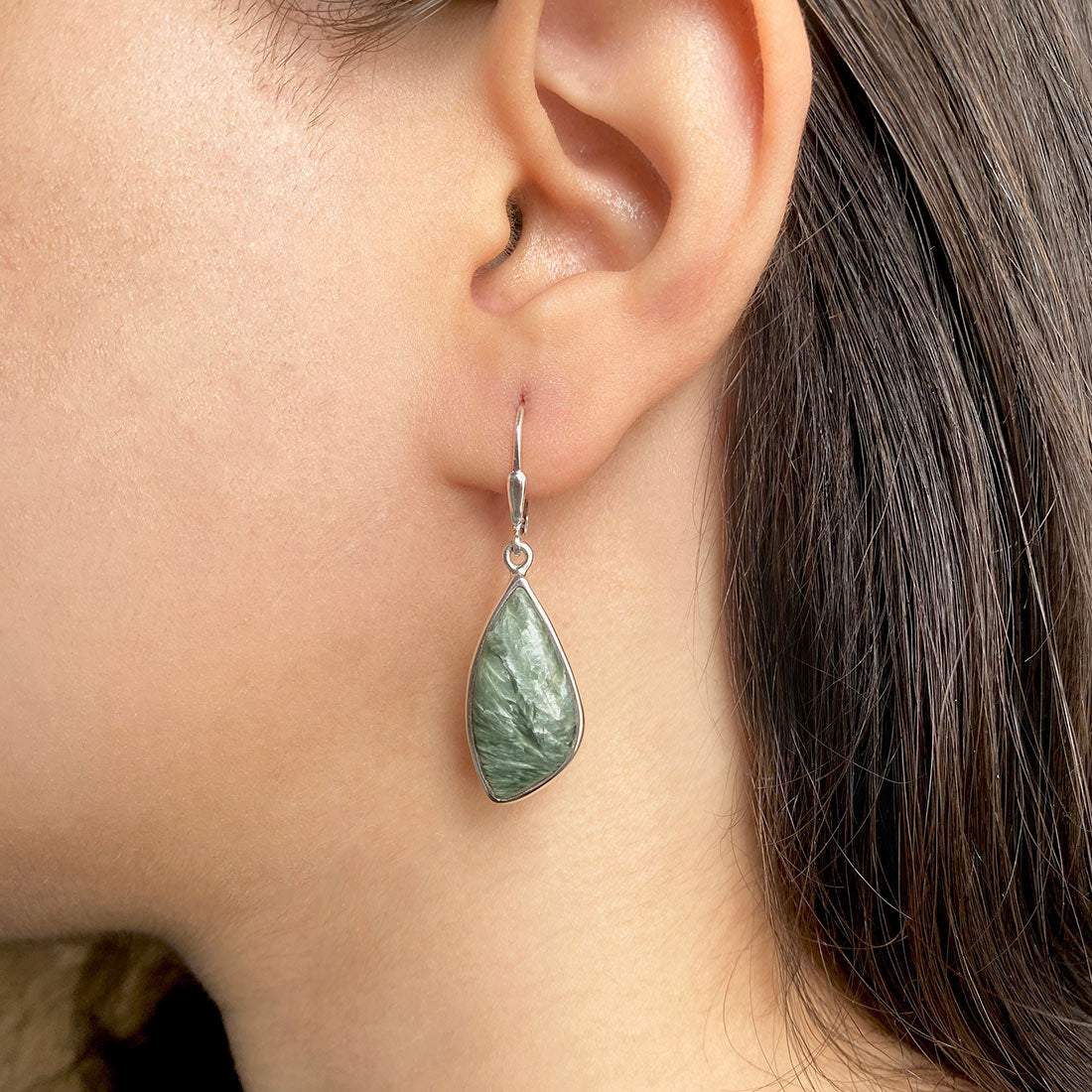 Premium Seraphinite Statement Earrings - SER-E-1