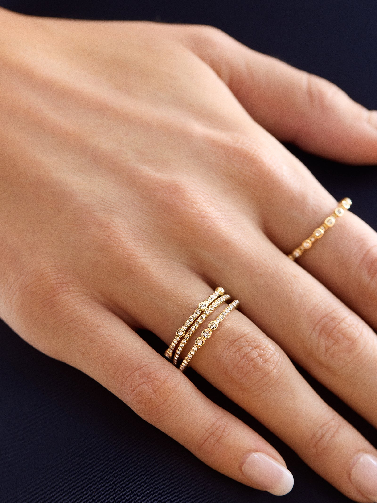 Premium Maggie Ring Set - Gold & Pavé Glass Stones