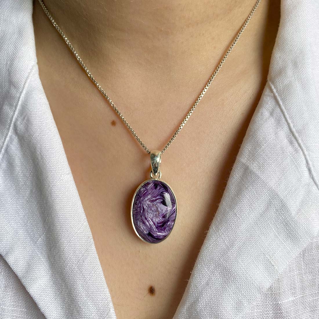 Premium Charoite Pendant - Elegant Purple Stone Jewelry (CHR-P-45)