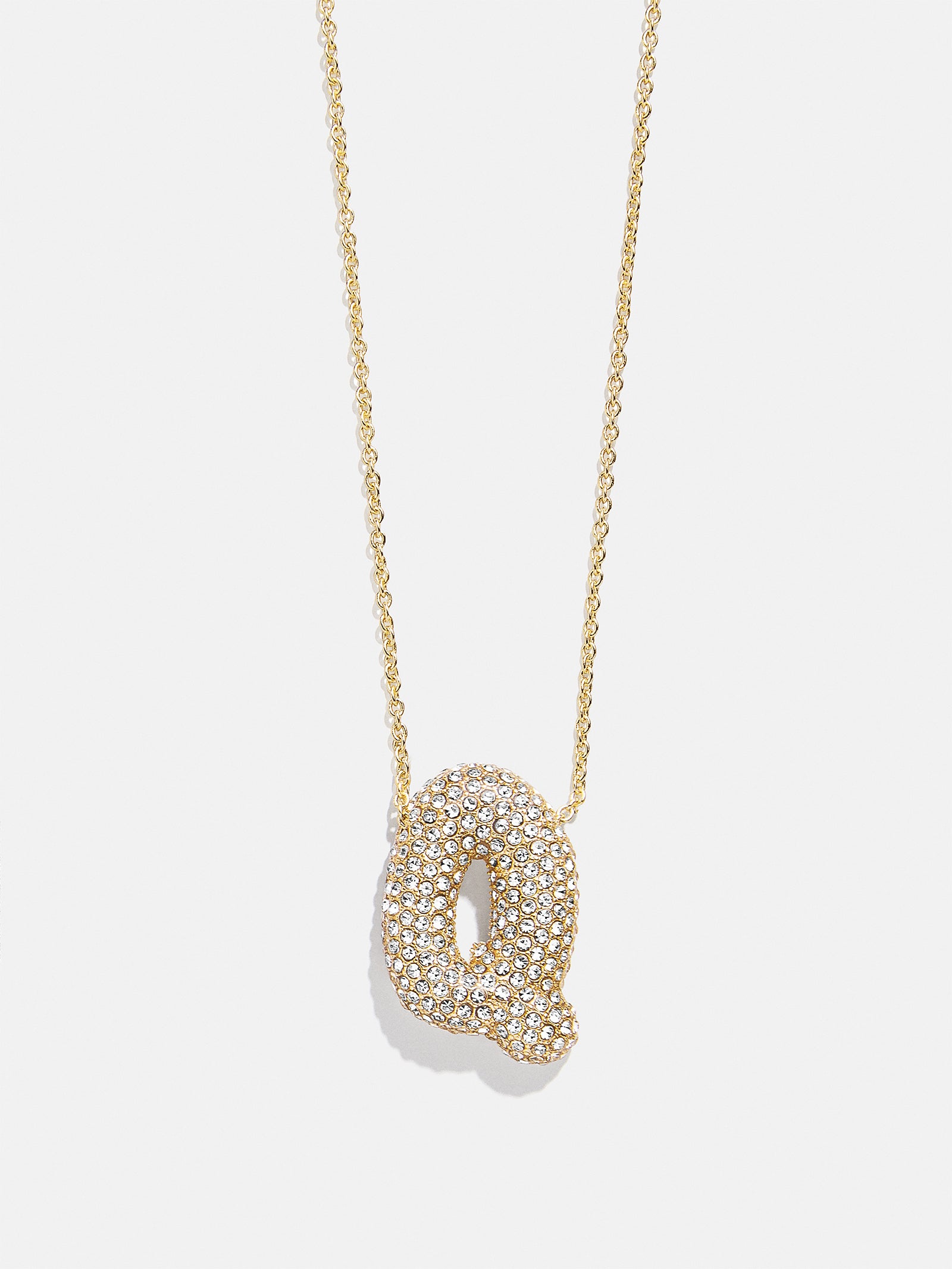 Premium Kids' Bubble Initial Necklace - Gold/Pavé