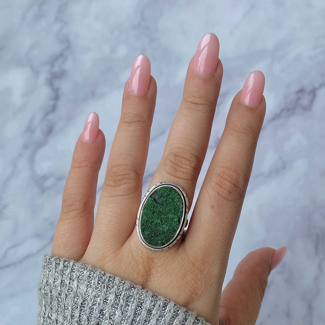 Premium Uvarovite Druzy Statement Ring - Elegant Green Gemstone Jewelry