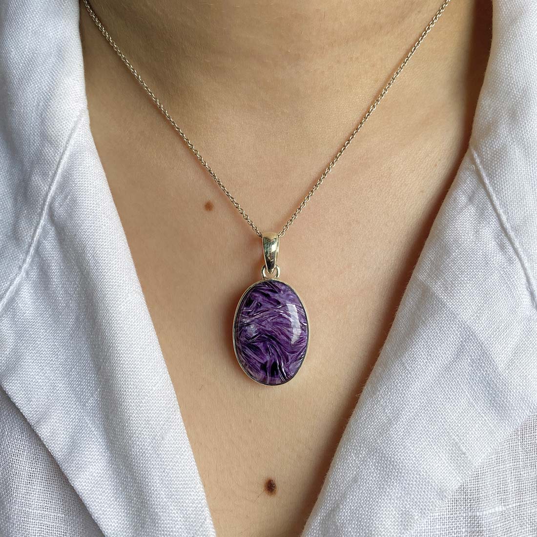 Premium Charoite Pendant - Elegant Purple Stone Jewelry (CHR-P-56)