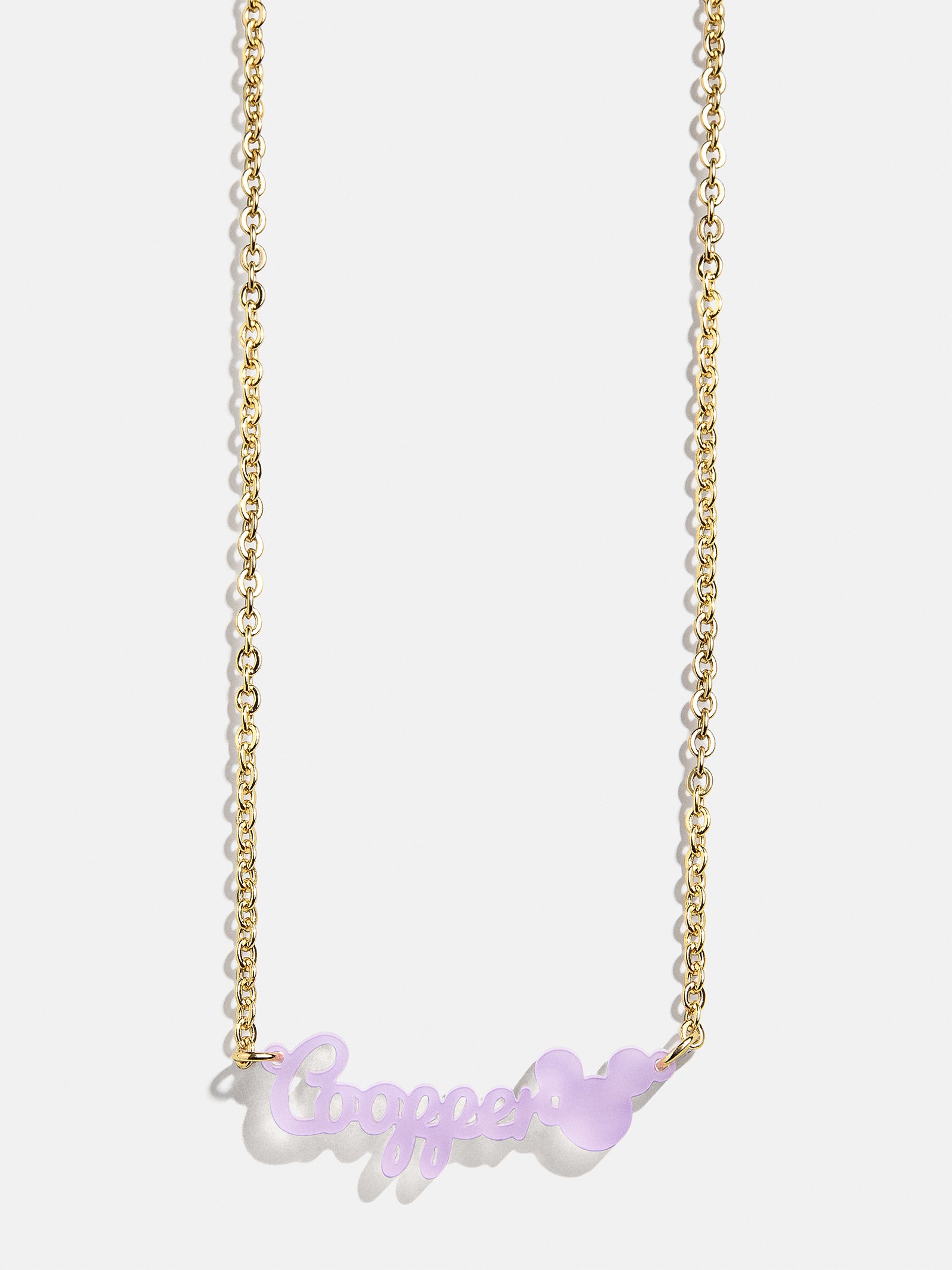 Premium Disney Mickey Mouse Custom Acrylic Nameplate Necklace - Translucent Purple