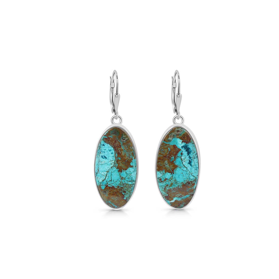 Premium Shattuckite Statement Earrings - Elegant Earthy Silver Jewelry