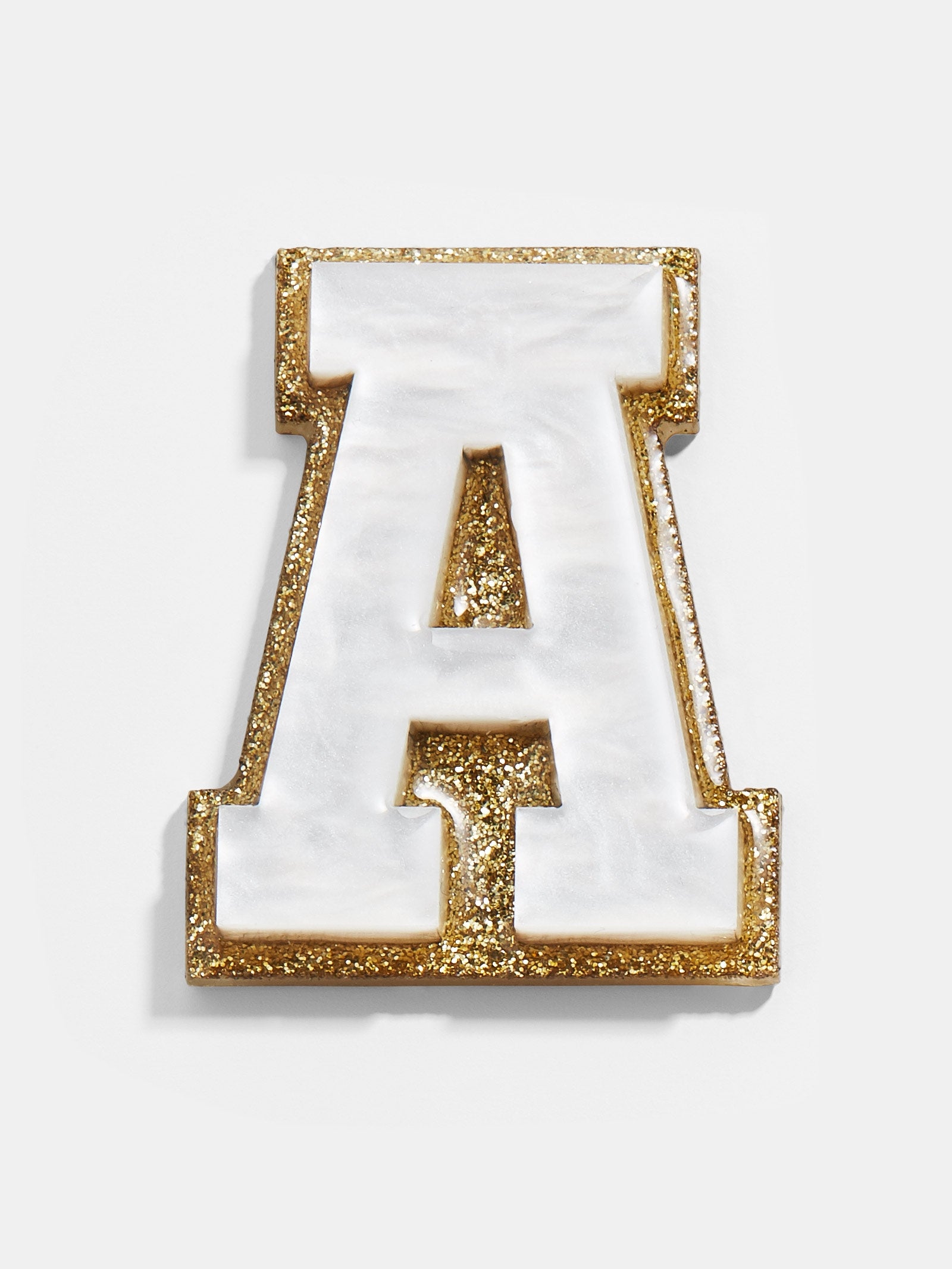 Premium Varsity Initial Sticker - White/Gold | Personalize Your Style