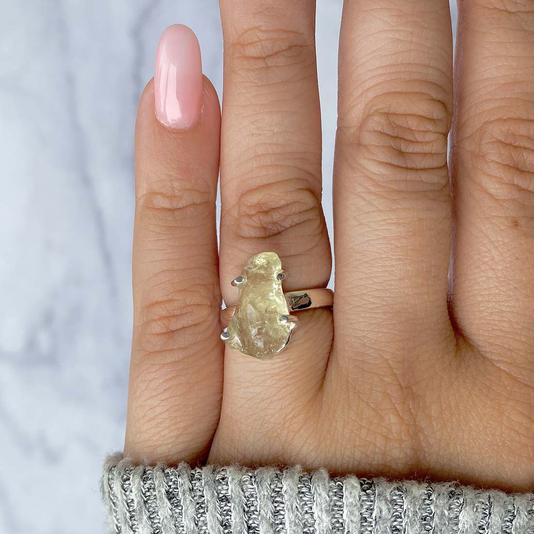 Premium Libyan Desert Glass Statement Ring - LDG-R-5