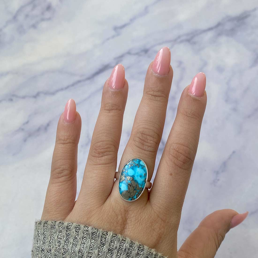 Premium Turquoise Statement Ring - Adjustable Elegance