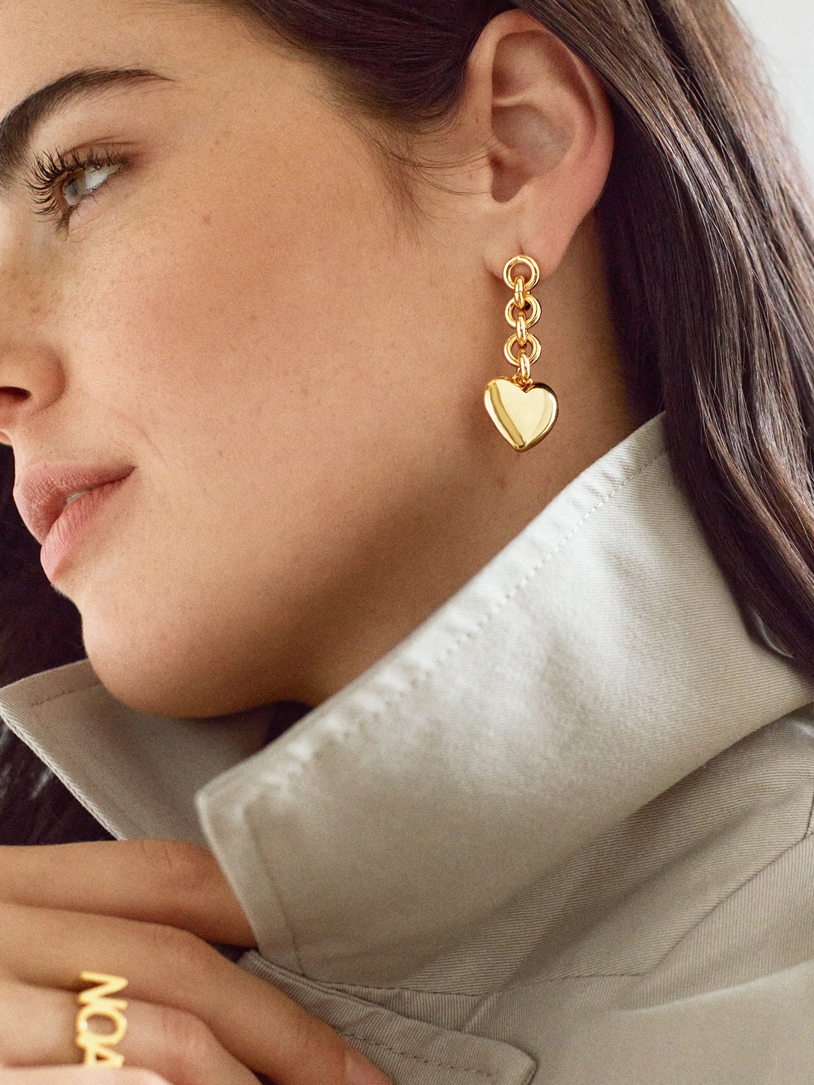 Premium Quinn Drop Earrings - Gold Heart Design