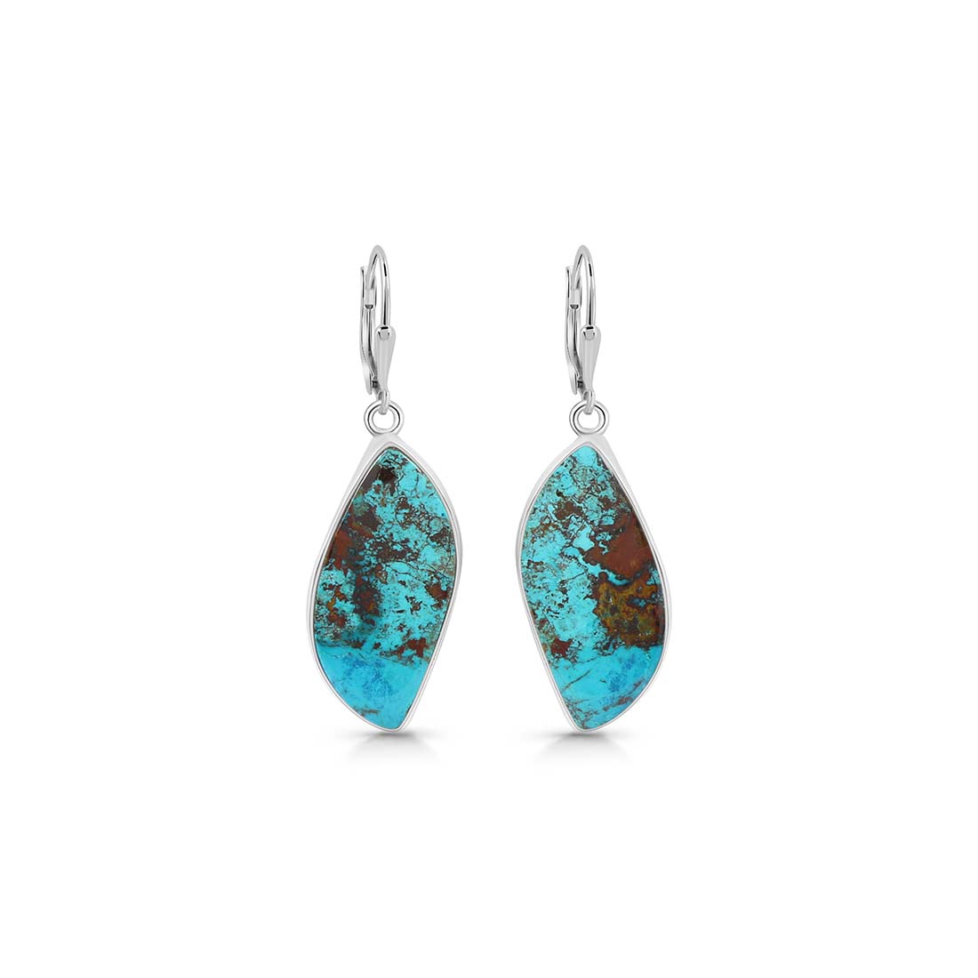 Premium Shattuckite Statement Earrings - Elegant Earthy Silver Jewelry