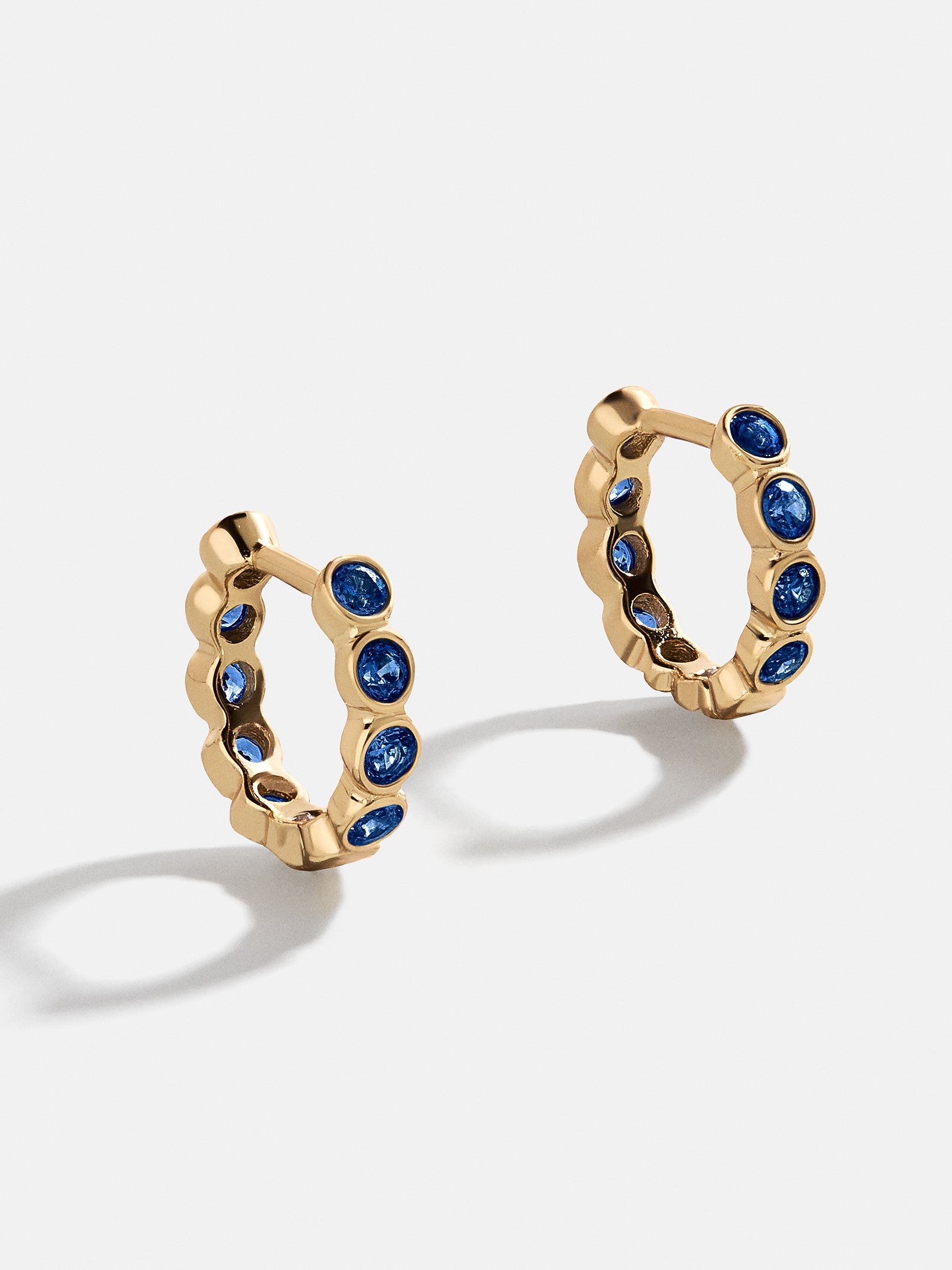 Premium Jessica 18K Gold Sapphire Birthstone Huggie Earrings