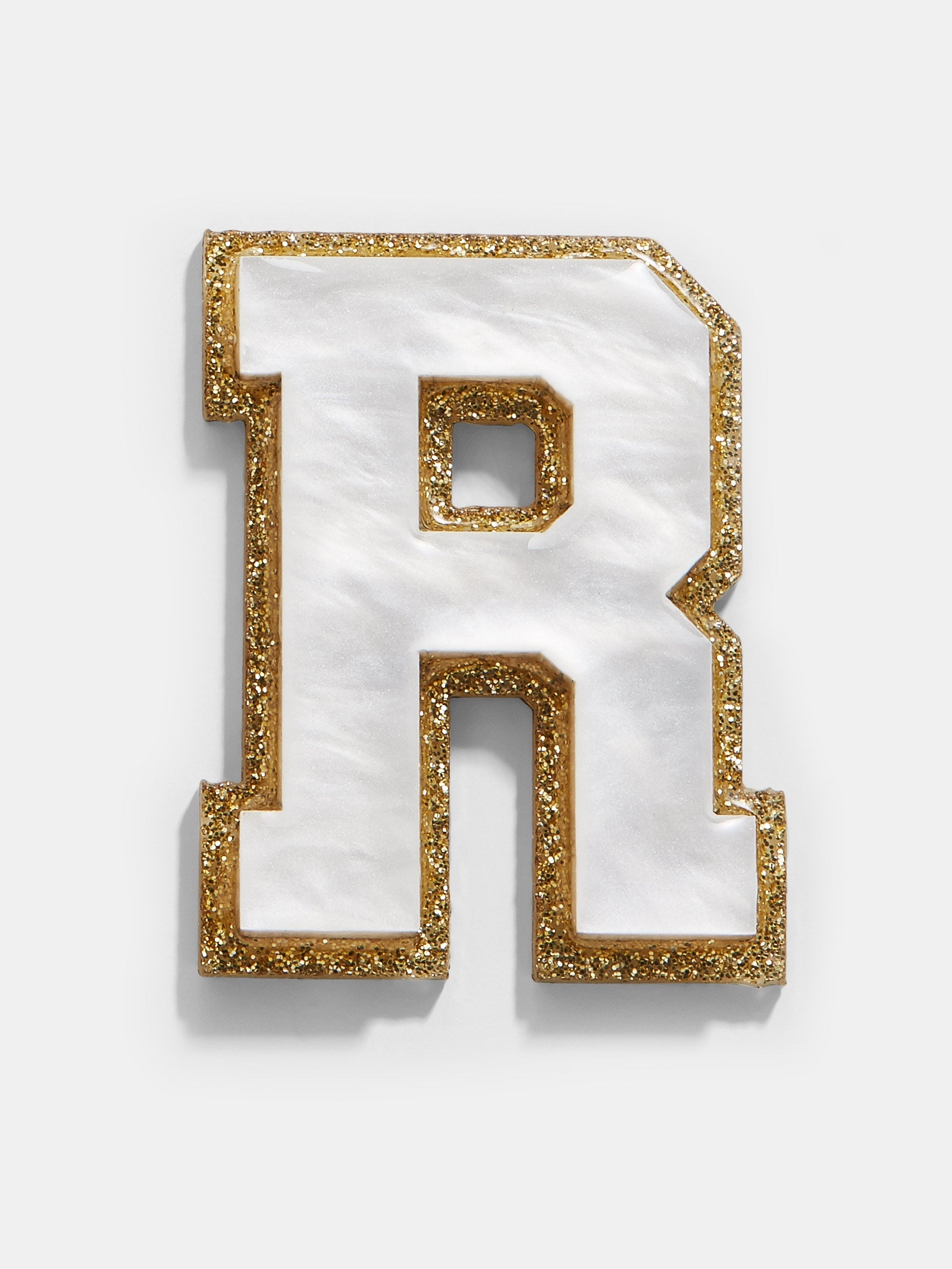 Premium Varsity Initial Sticker - White/Gold | Personalize Your Style