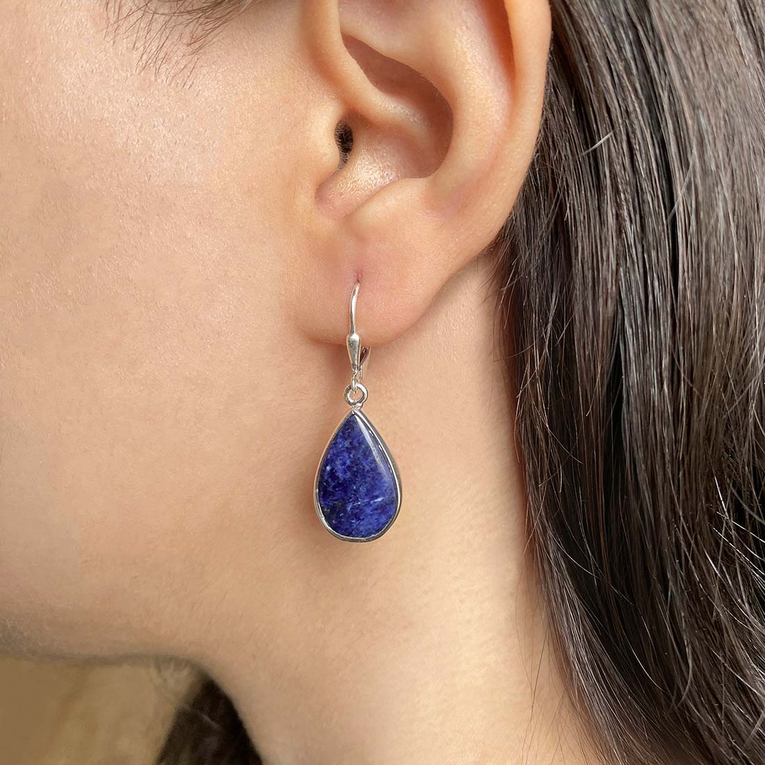 Premium Sodalite Statement Earrings - Elegant 925 Sterling Silver (SDL-E-1)