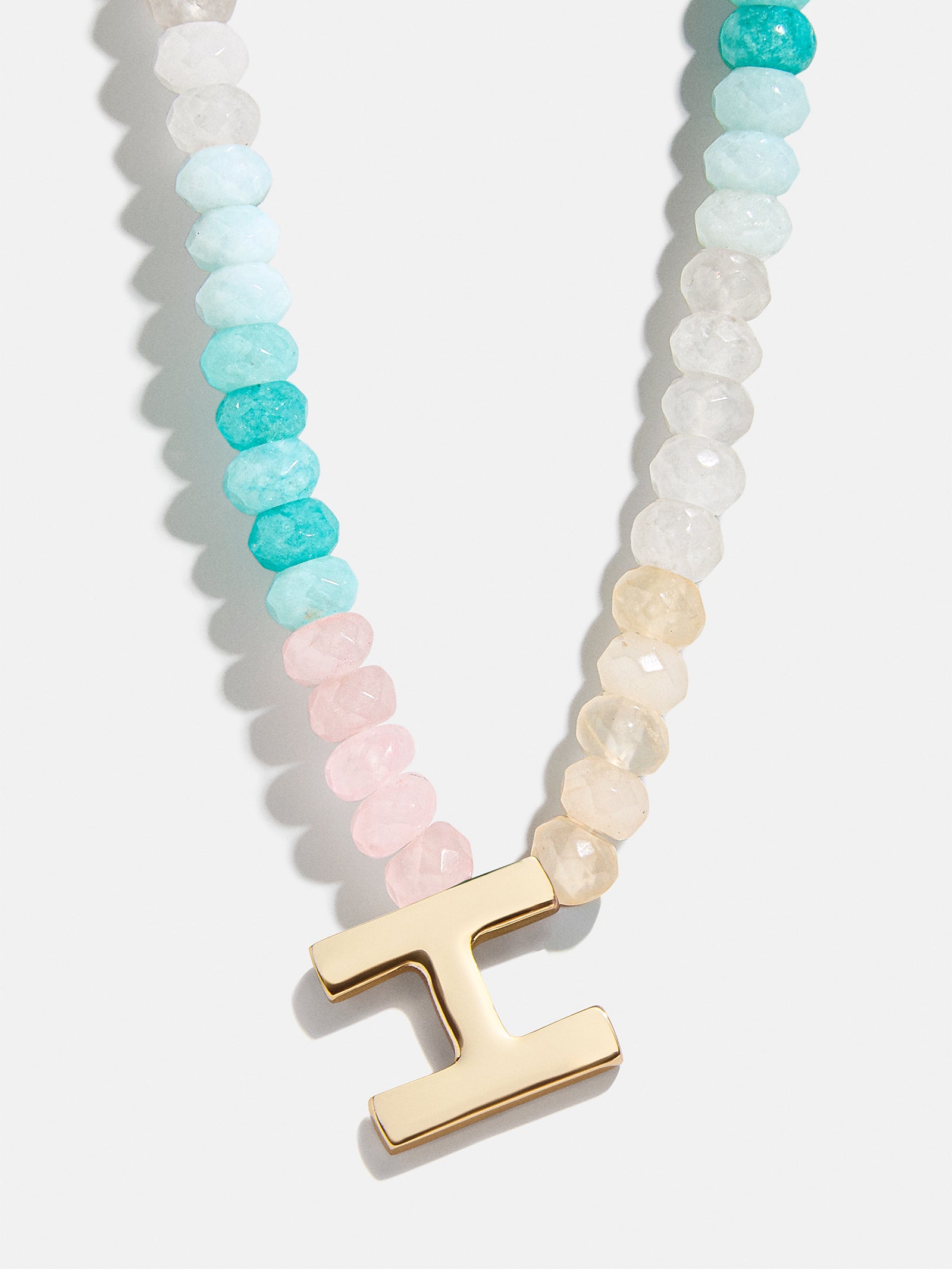 Premium Custom Initial Necklace with Semi-Precious Stones - Light Multi