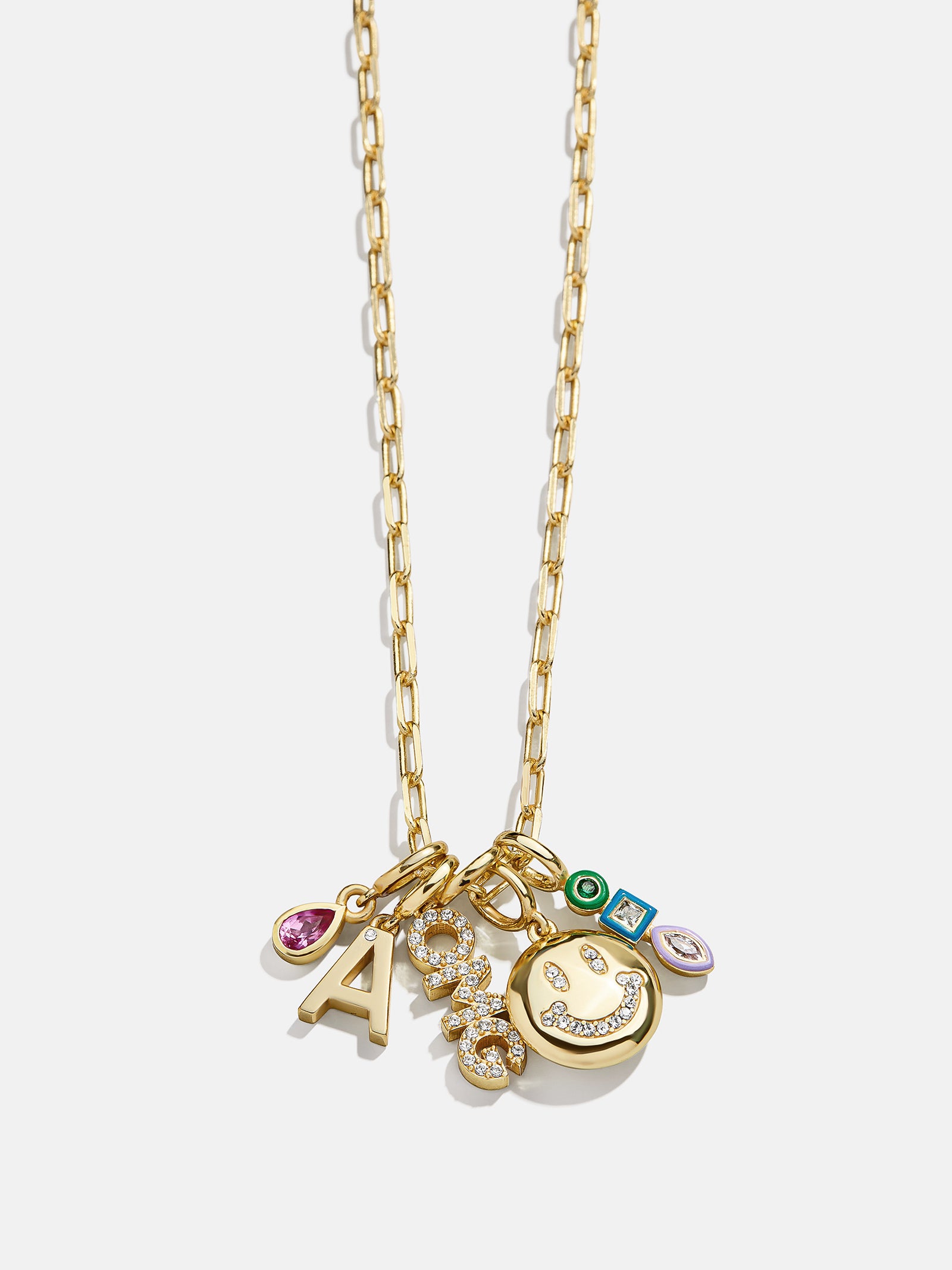 Premium Smiles Cluster Charm Necklace - Gold