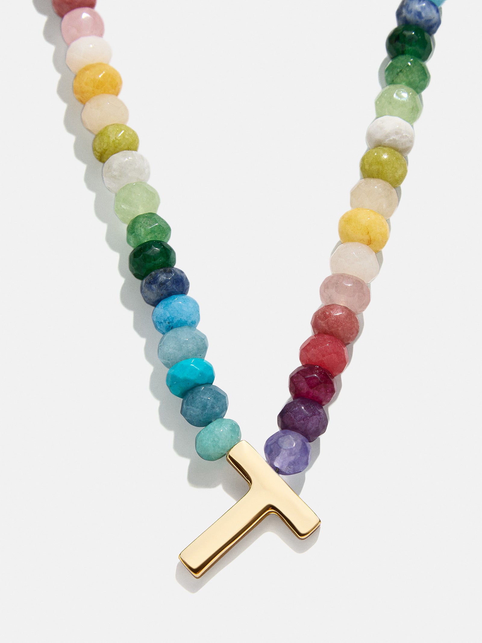 Premium Custom Initial Necklace with Semi-Precious Stones