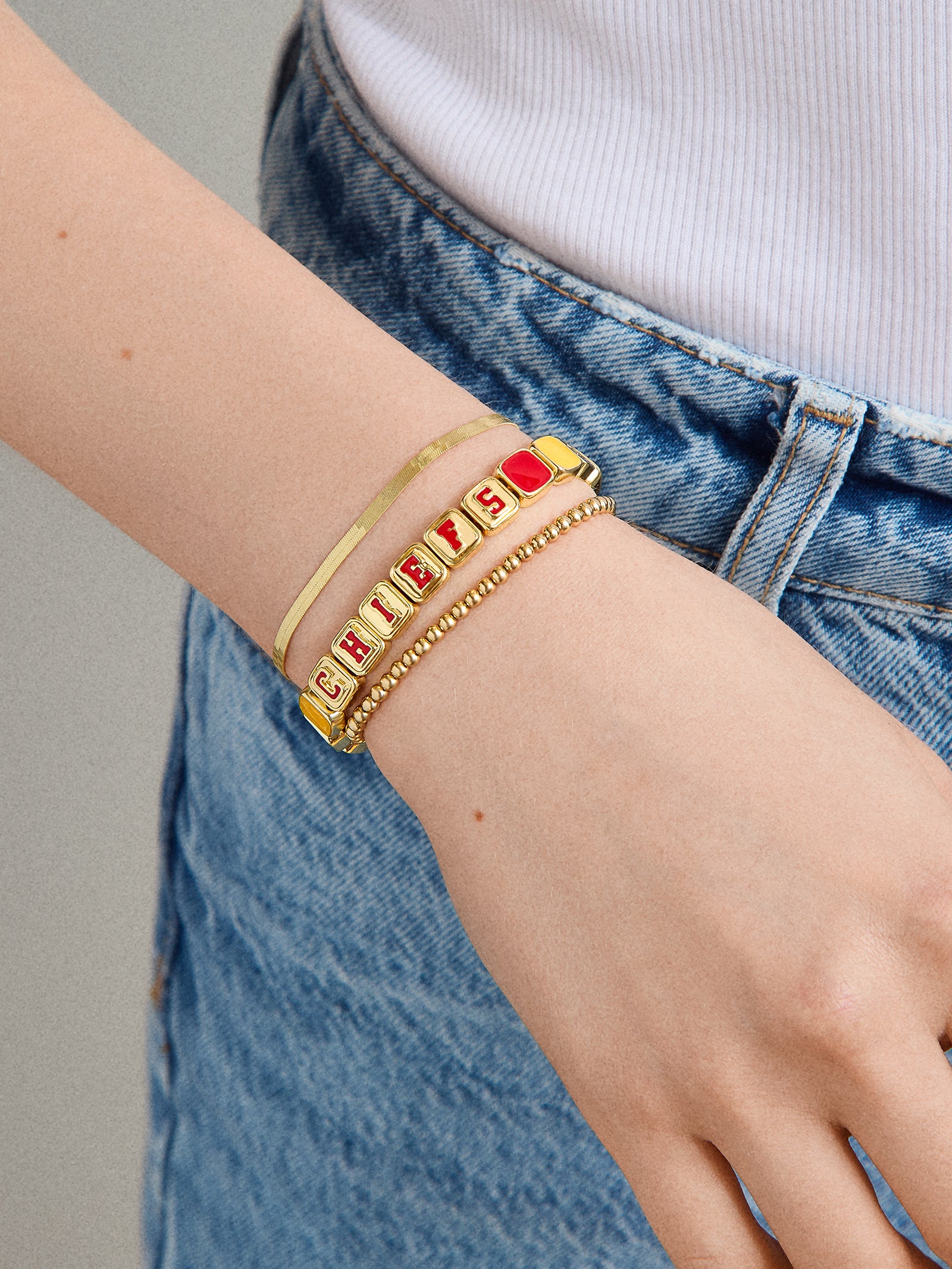 Premium WEAR by Erin Andrews X BaubleBar Kansas City Chiefs Tile Bracelet - Official NFL Game Day Accessory