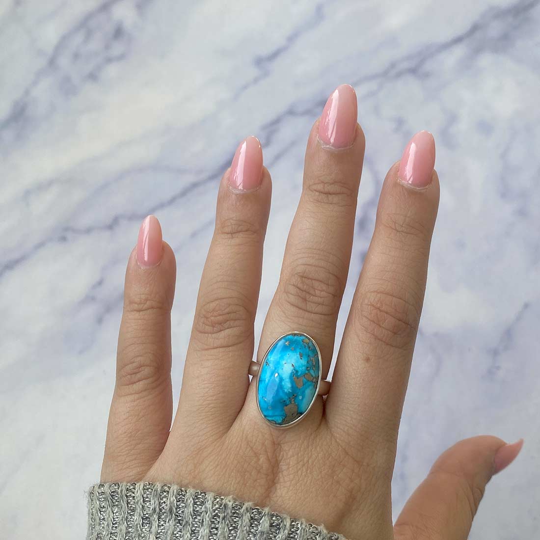 Premium Turquoise Adjustable Ring - TRQ-R-143 | Sagacia Jewelry