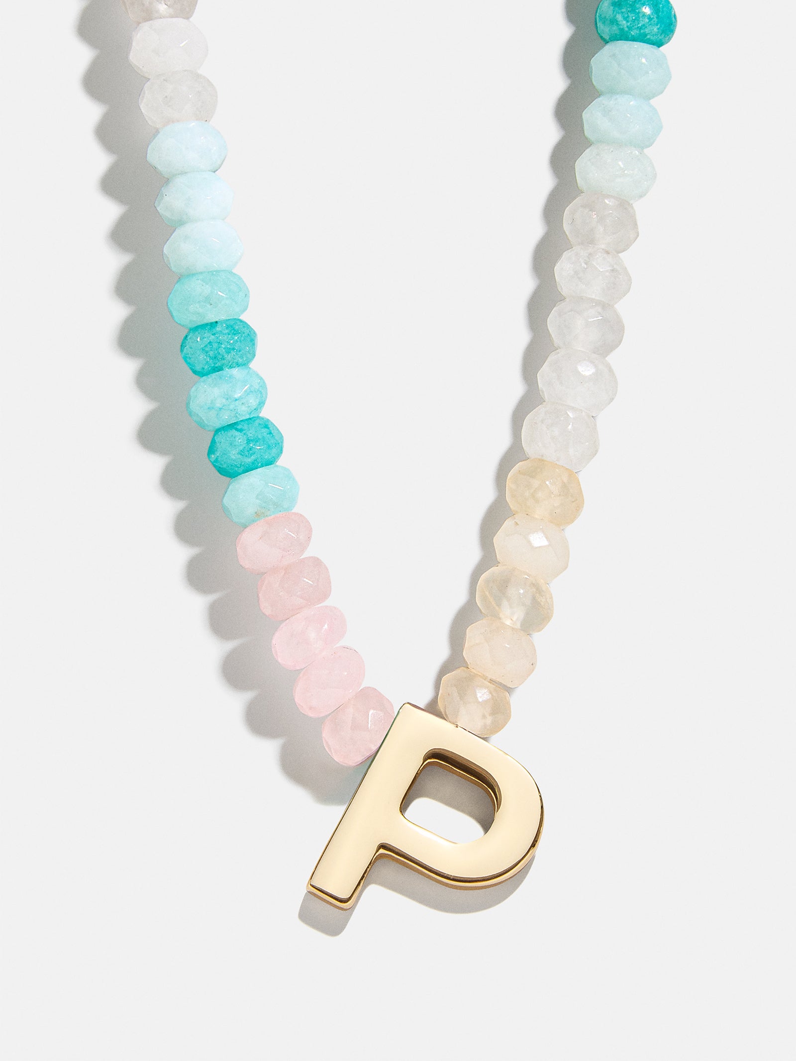 Premium Custom Initial Necklace with Semi-Precious Stones - Light Multi