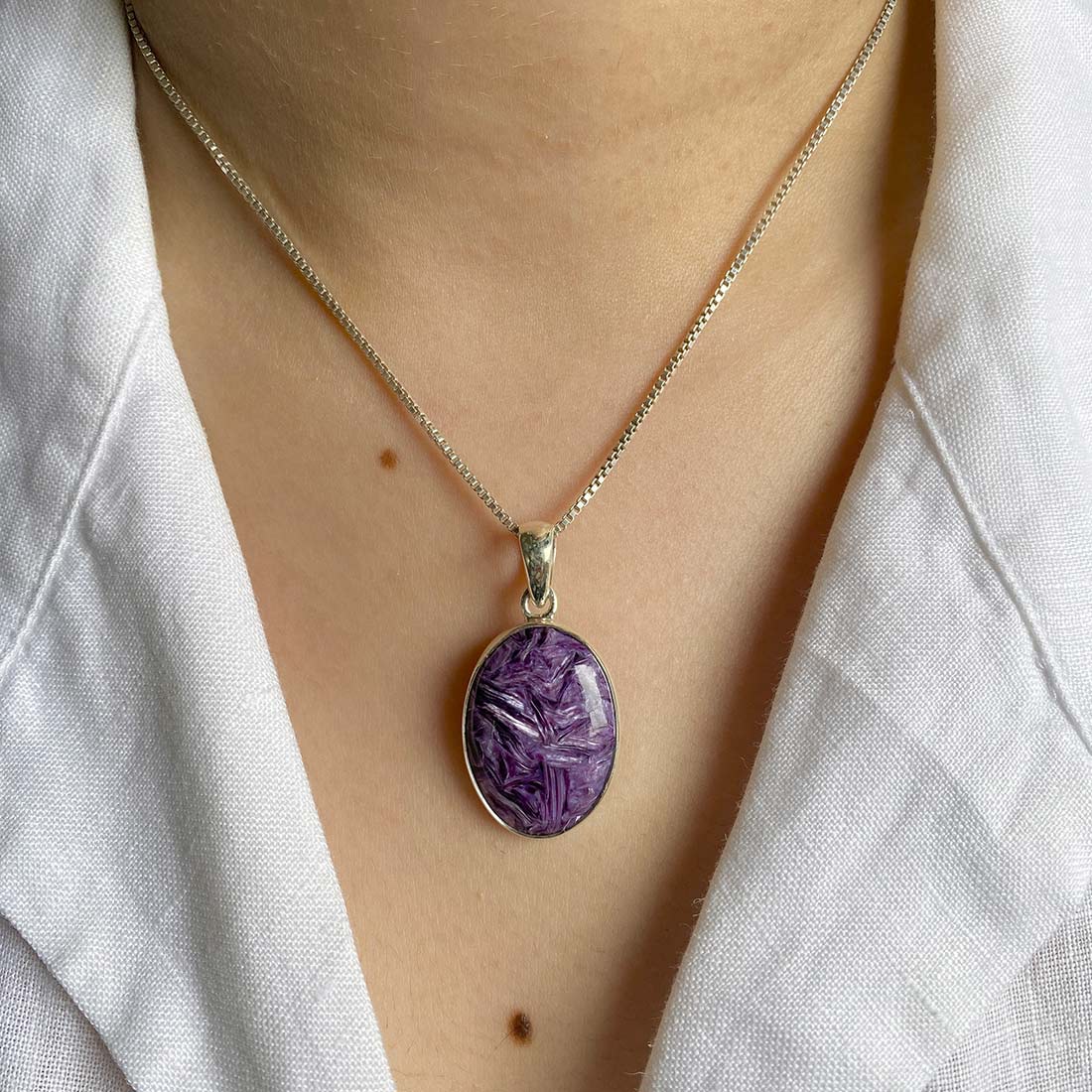 Premium Charoite Pendant - Elegant Purple Statement Jewelry (CHR-P-44)