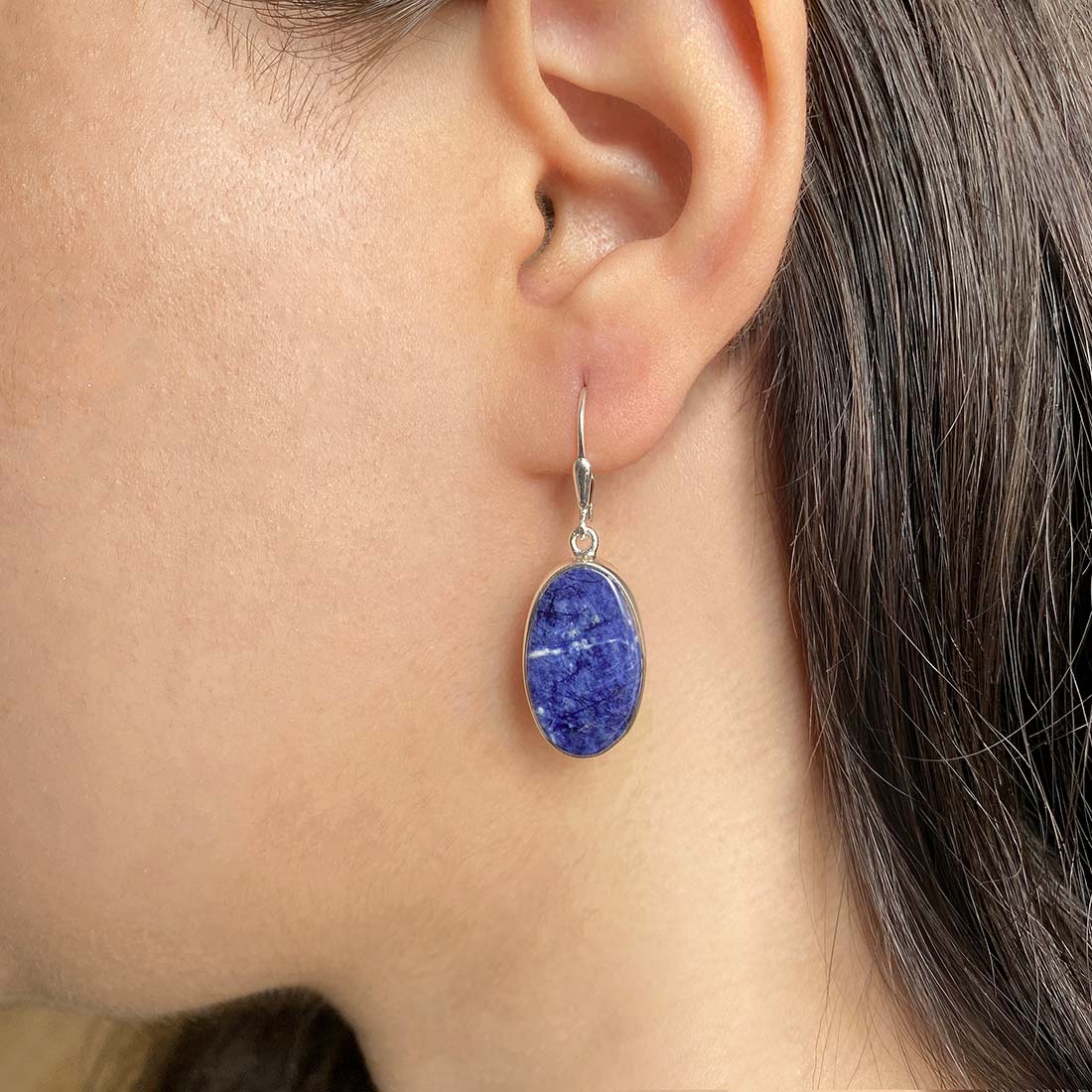 Premium Sodalite Statement Earrings - SDL-E-9 by Sagacia