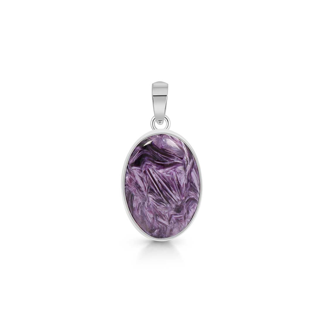 Premium Charoite Silver Pendant - Elegant Purple Gemstone Jewelry (CHR-P-51)