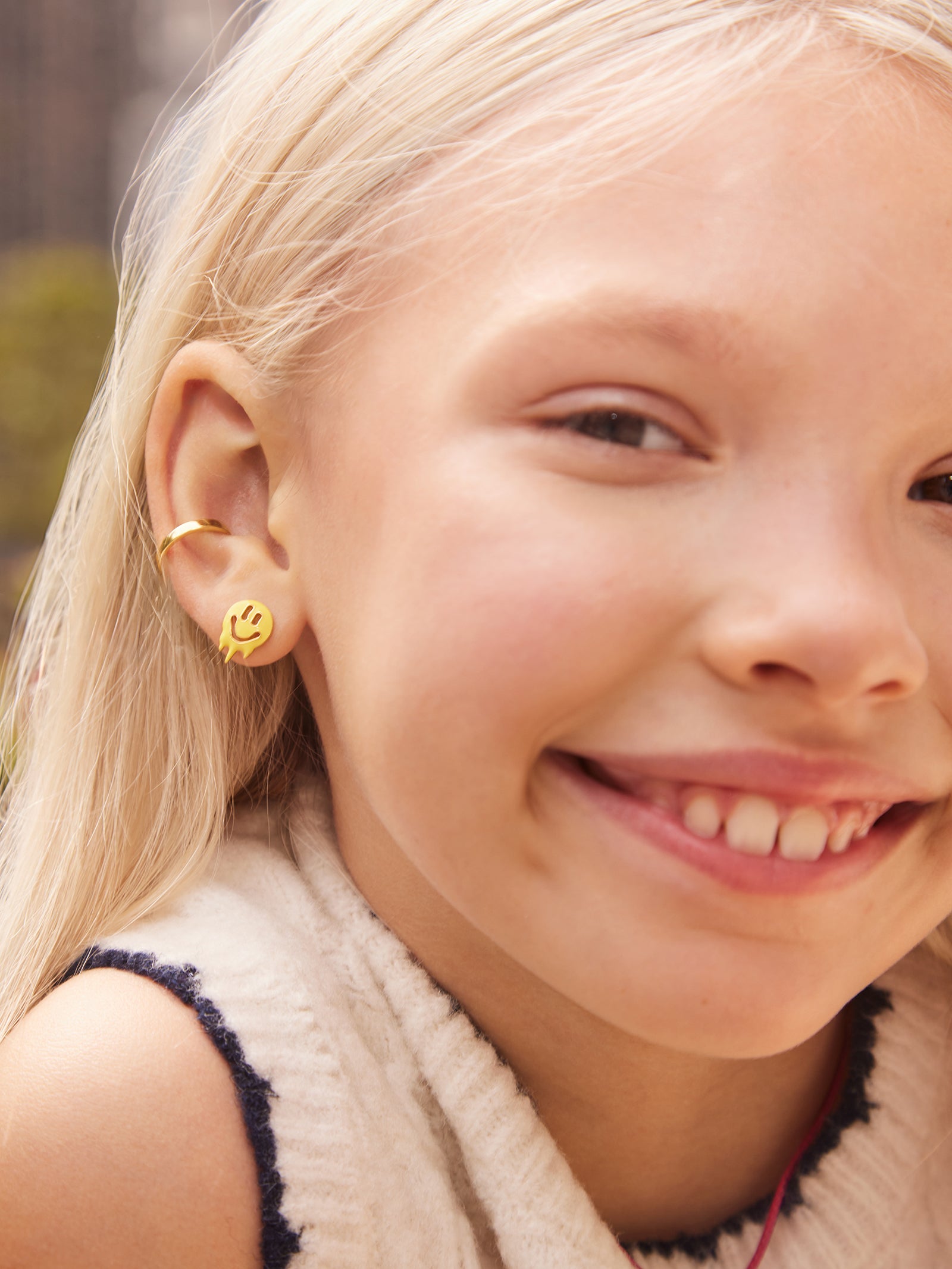 Premium Smile Drip 18K Gold Kids' Earrings - Playful Smiley Design