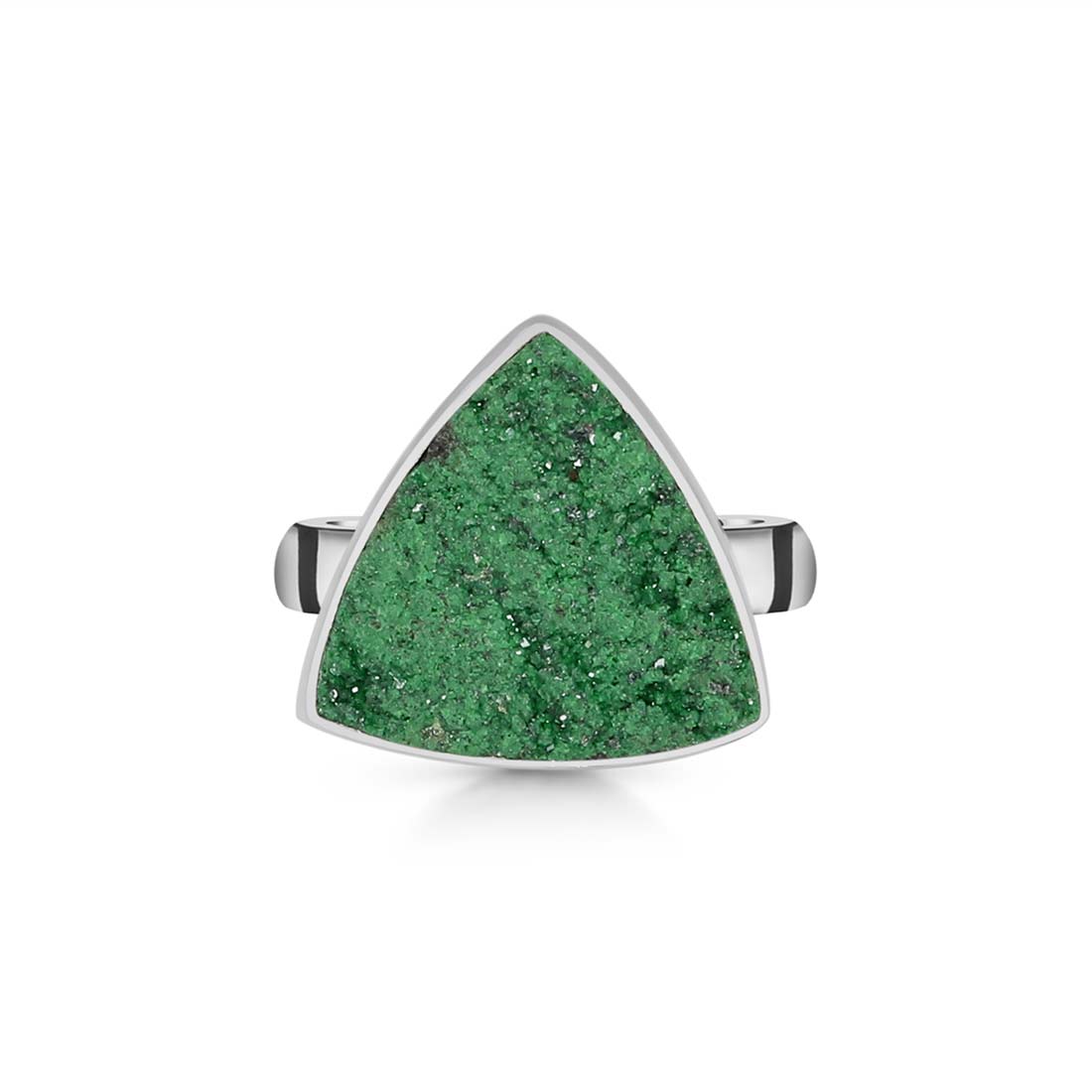 Premium Uvarovite Druzy Statement Ring - Sterling Silver (UVR-R-7)