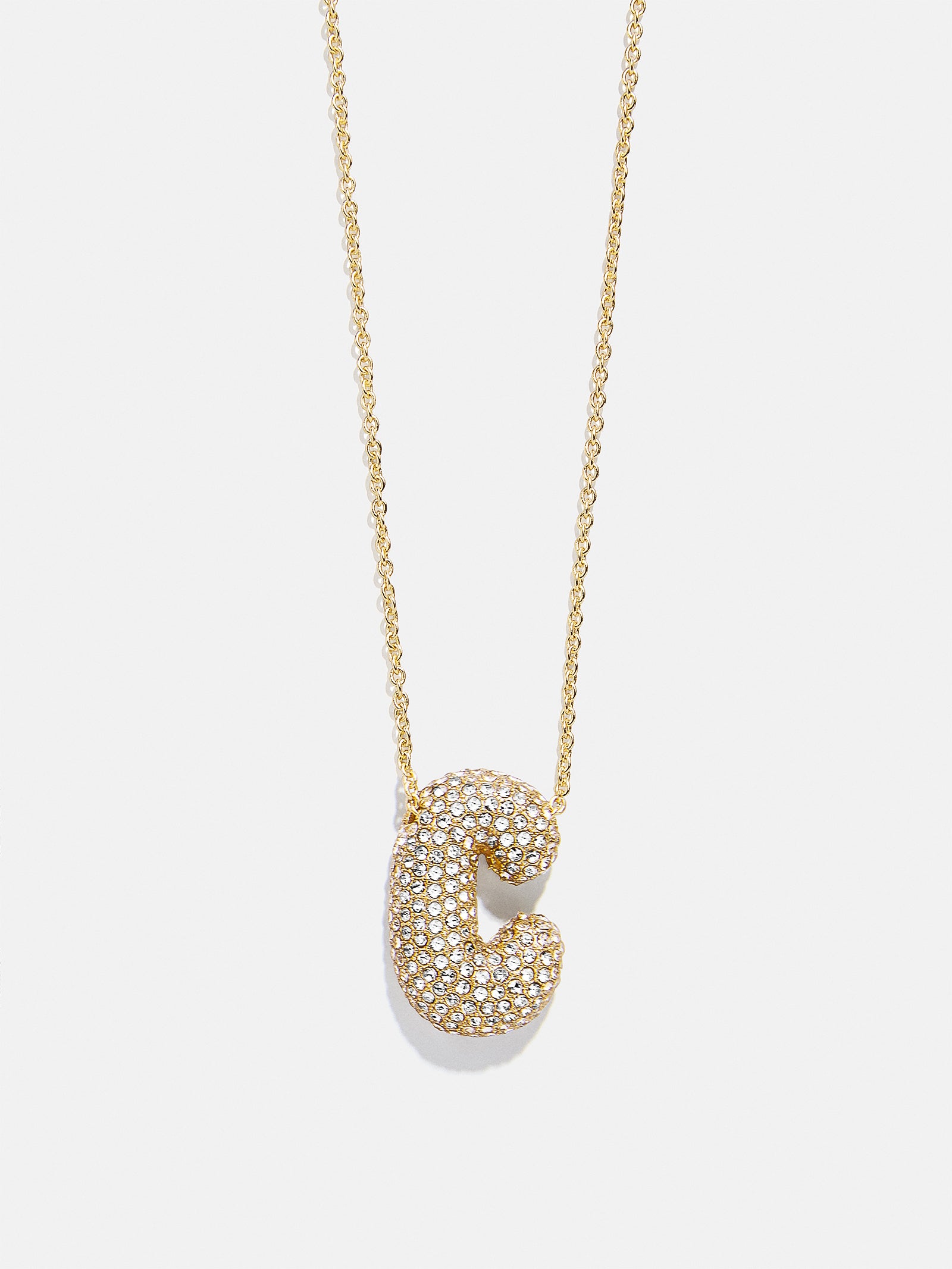 Premium Kids' Bubble Initial Necklace - Gold/Pavé