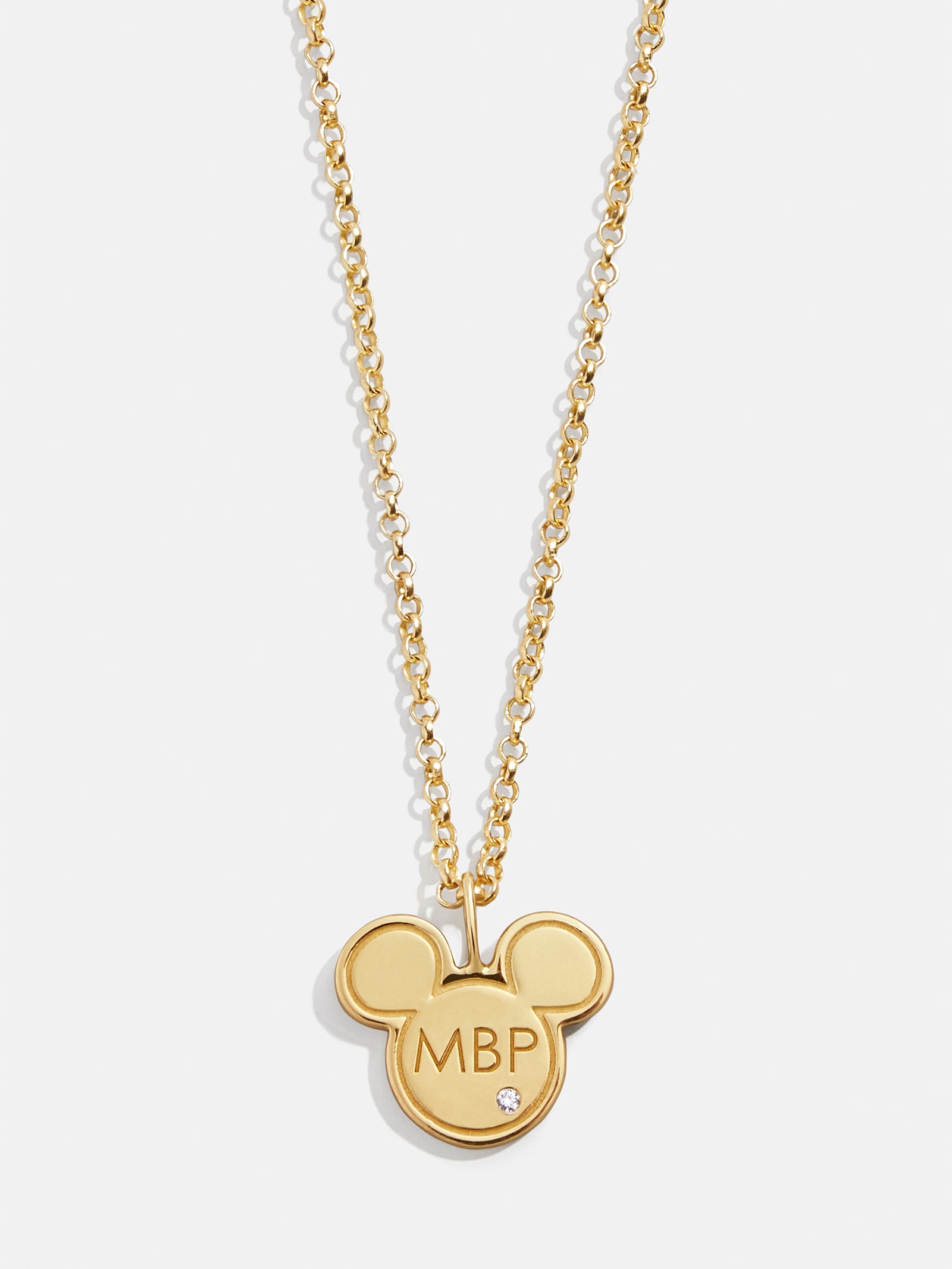 Premium Mickey Mouse Disney 18K Gold Plated Sterling Silver Custom Initial Pendant Necklace - Ultimate Disney Gift