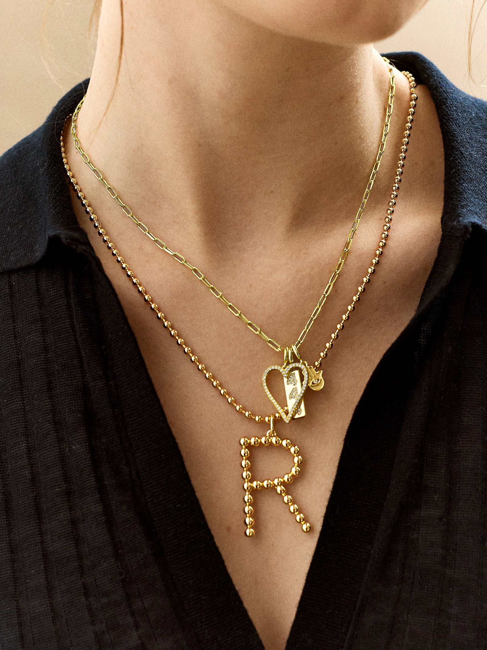 Ultimate Oversized Pisa Initial Necklace - Premium Gold